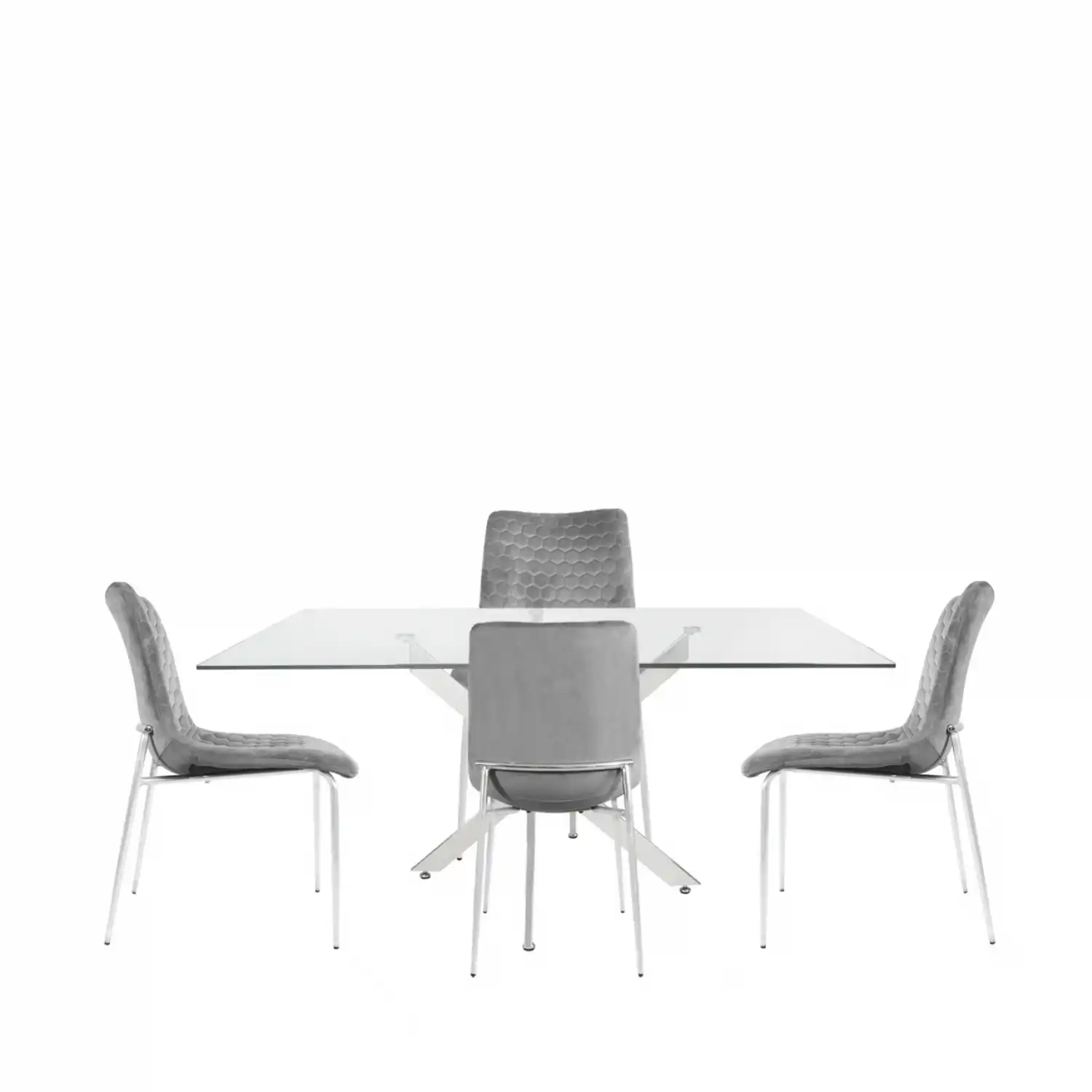 Nova 160cm Rectangular Dining Table And 4 Grey Chairs