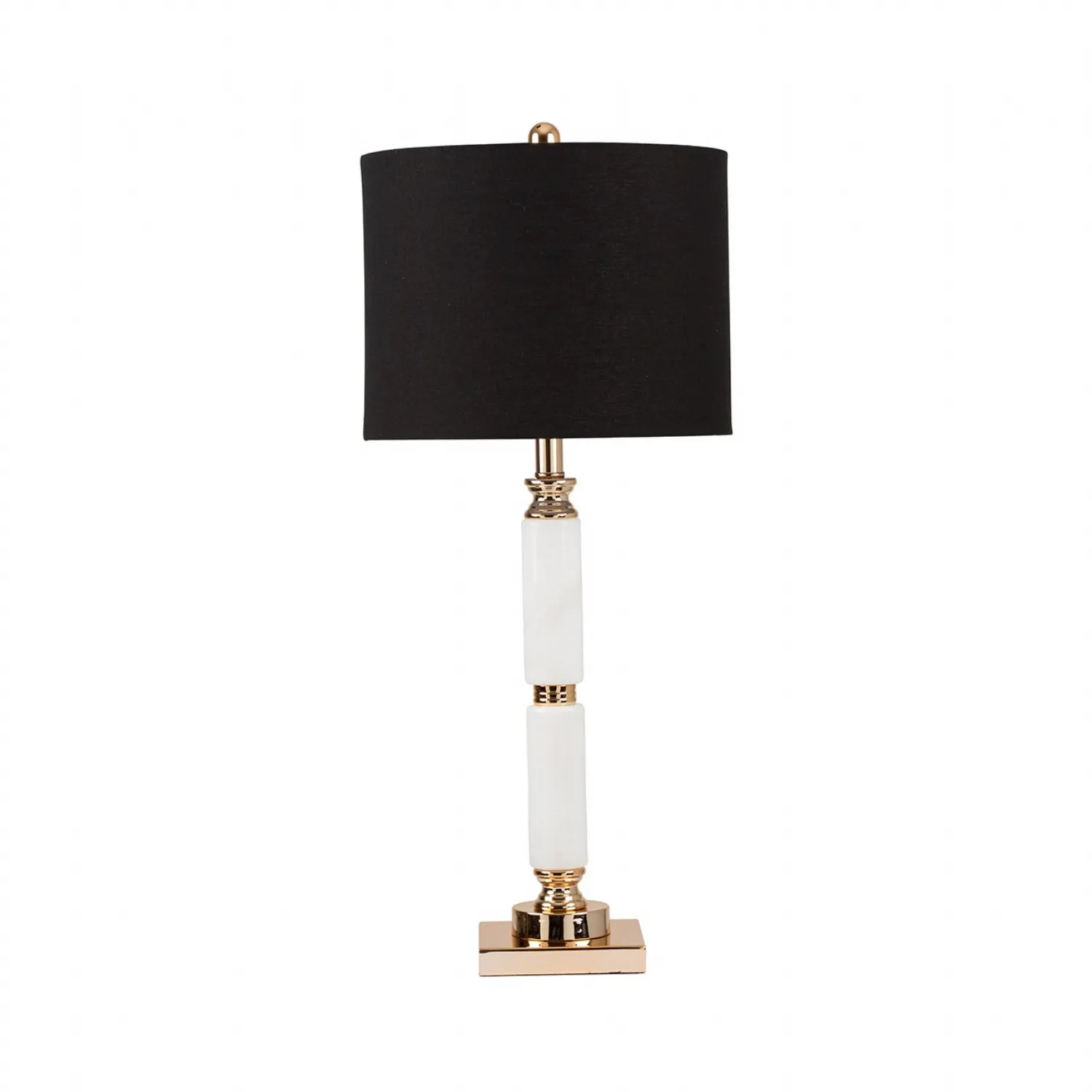 78cm White Marble Table Lamp With Black Shade