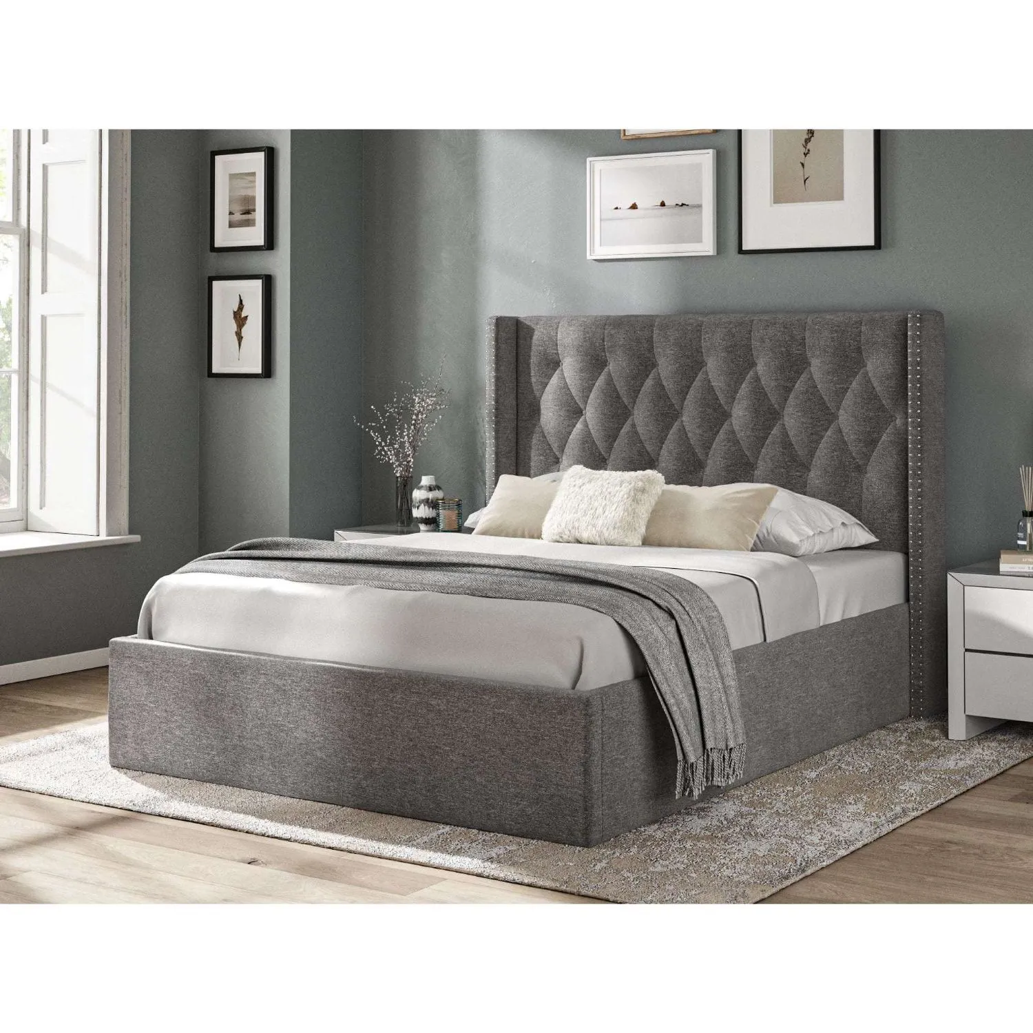 Fabric Bed Collection Dark Grey 4
