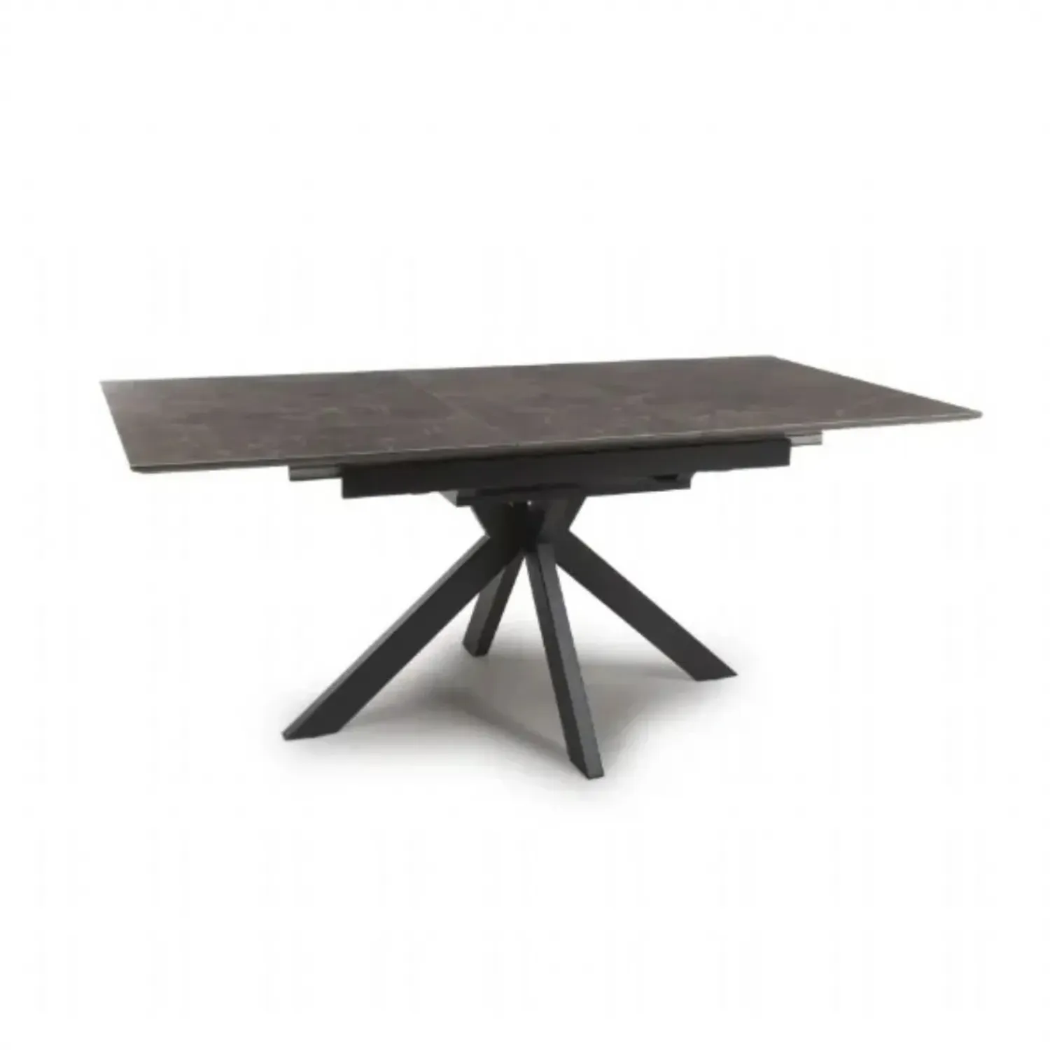 Grey Marble Effect Large Extending Dining Table Cross Base