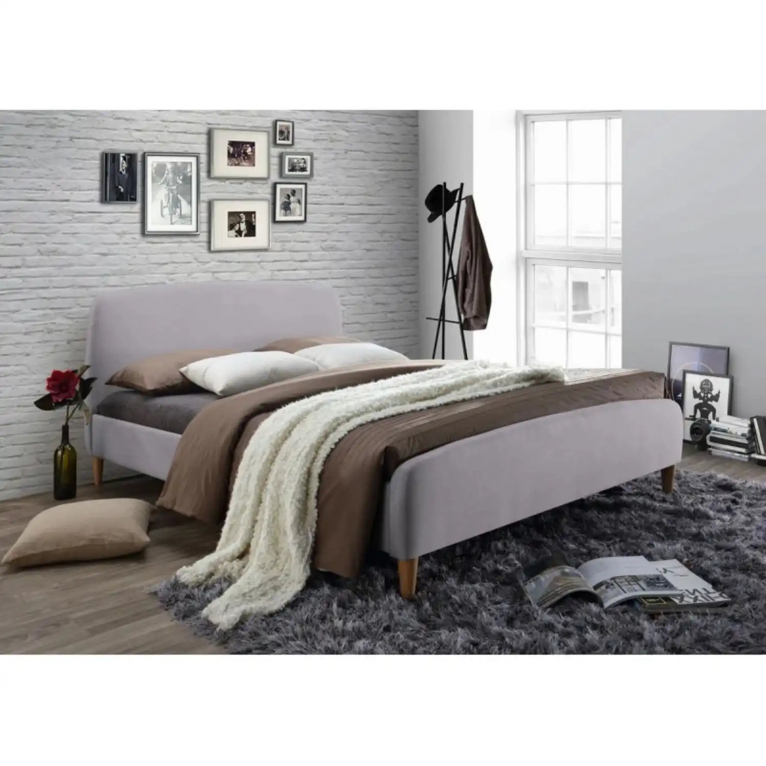 Glenda Light or Dark Grey Fabric Bed Frames