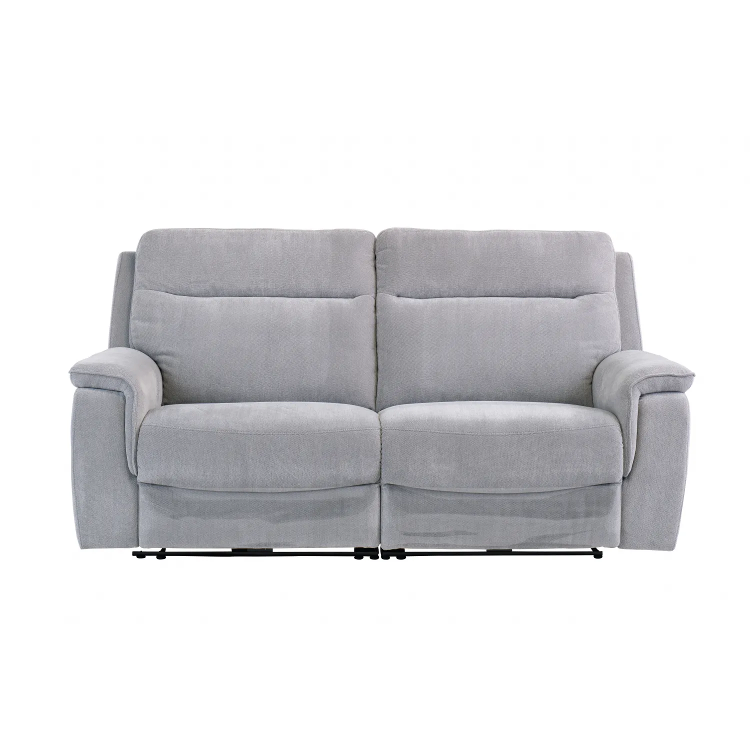 Silver Grey Herringbone Fabric Electric Recliner 3 Seat Sofa