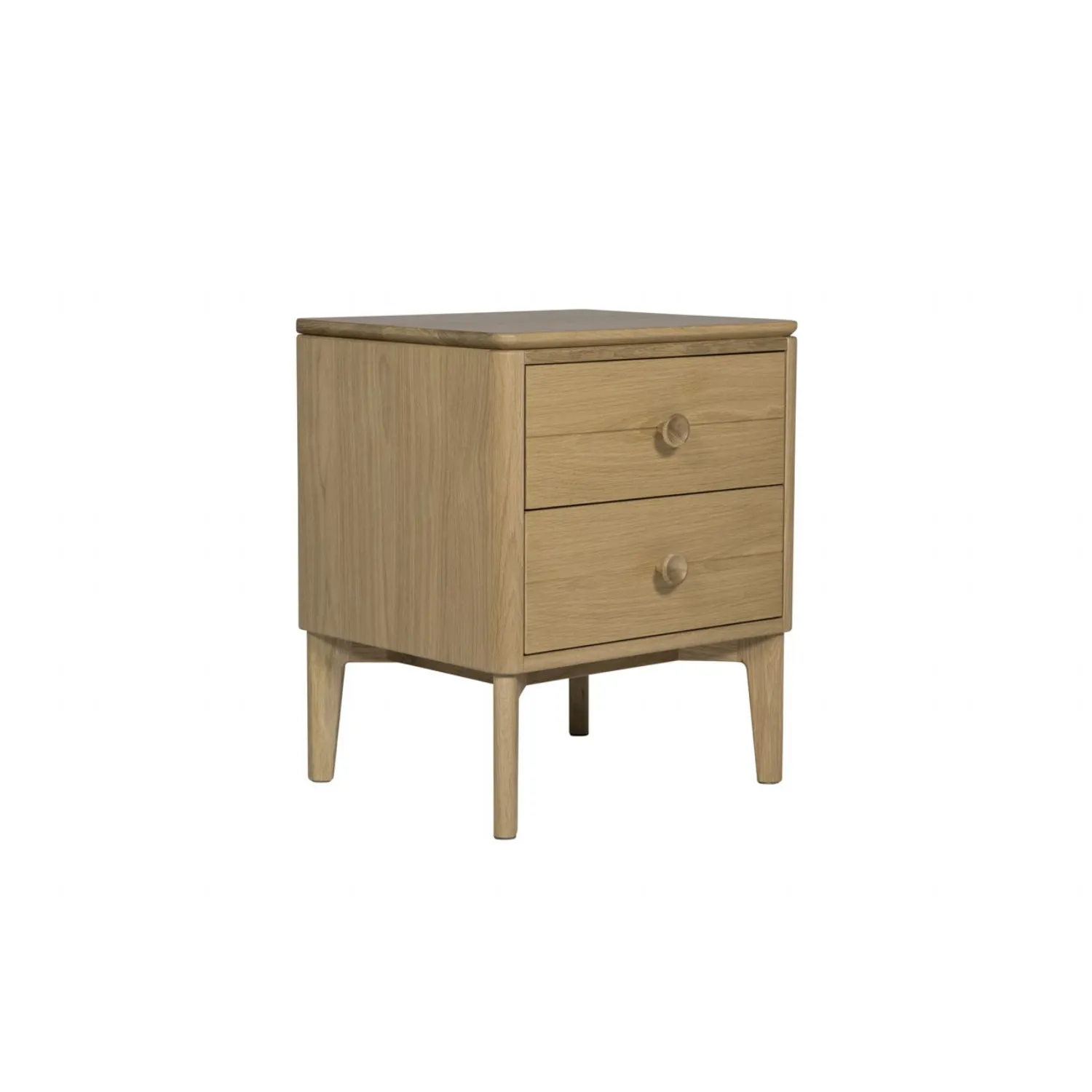 Natural Oak Wooden 2 Drawer Bedside Table Chest