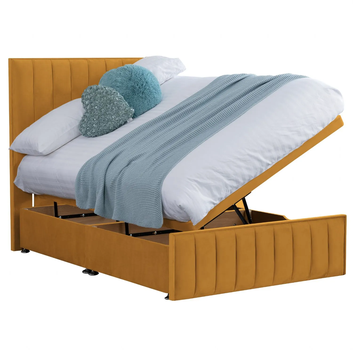 Mustard Harmony Hybrid Small Double Fabric Bed