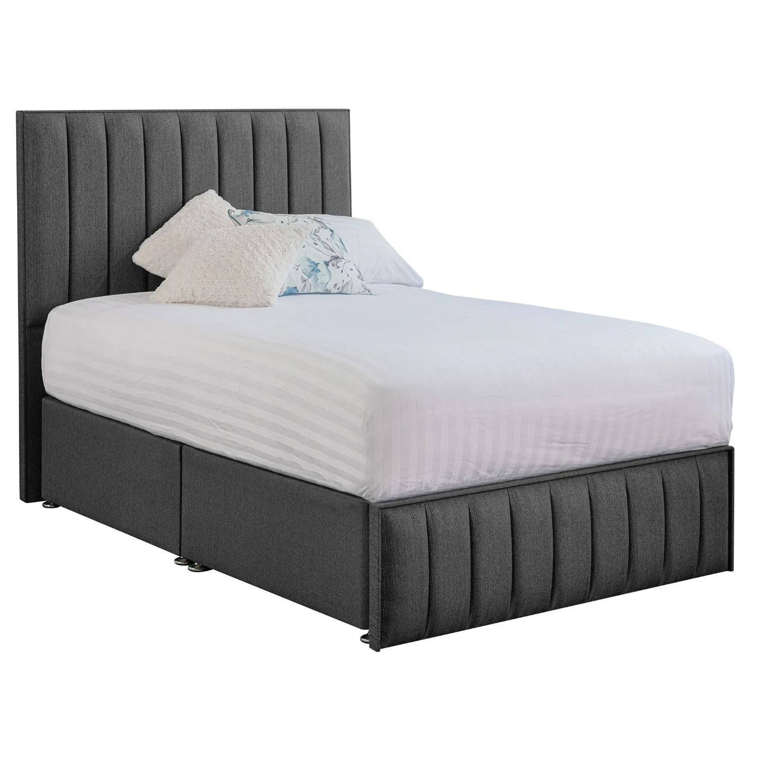 Grey Harmony Hybrid Small Double Fabric Bed