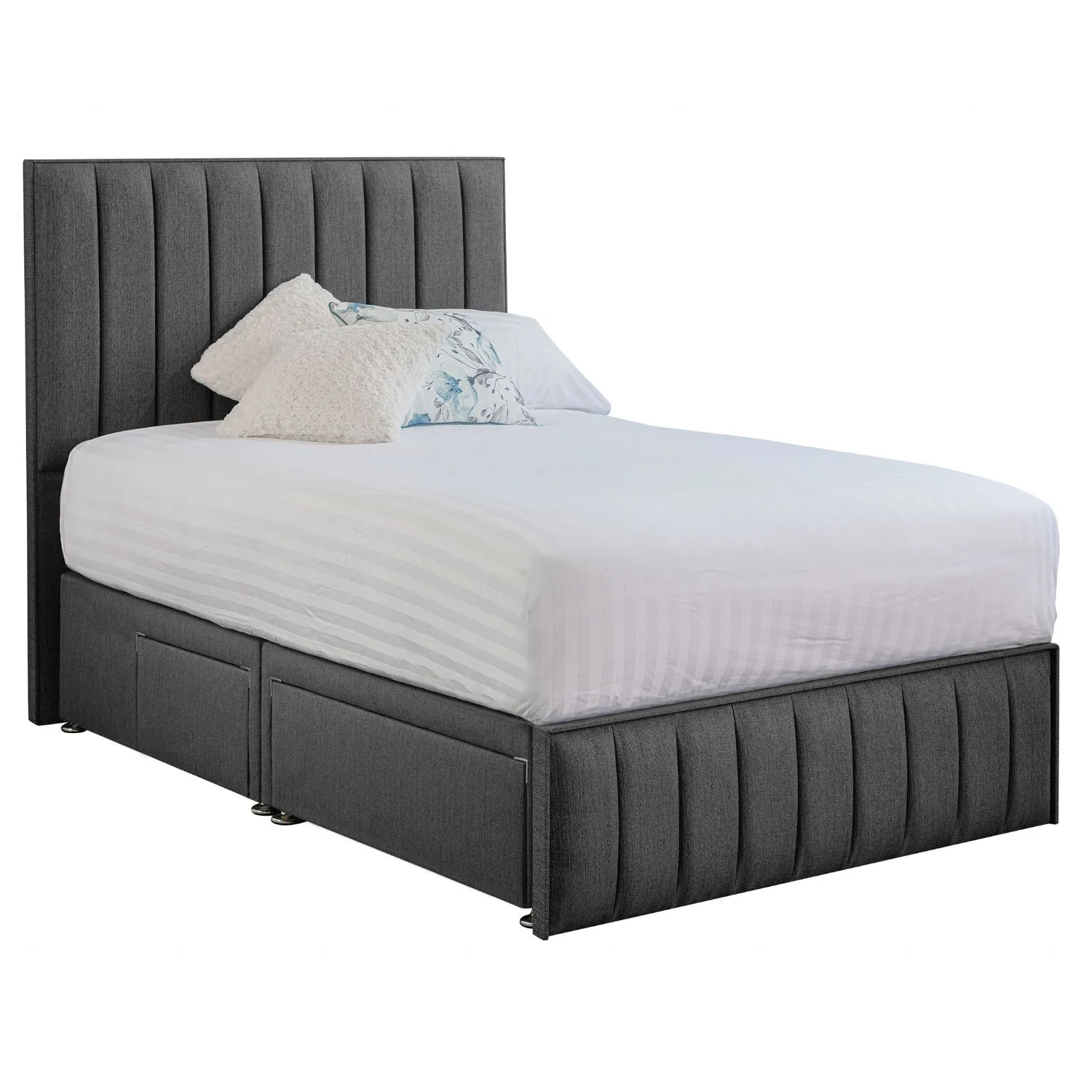 Grey Harmony Hybrid Small Double Fabric Bed