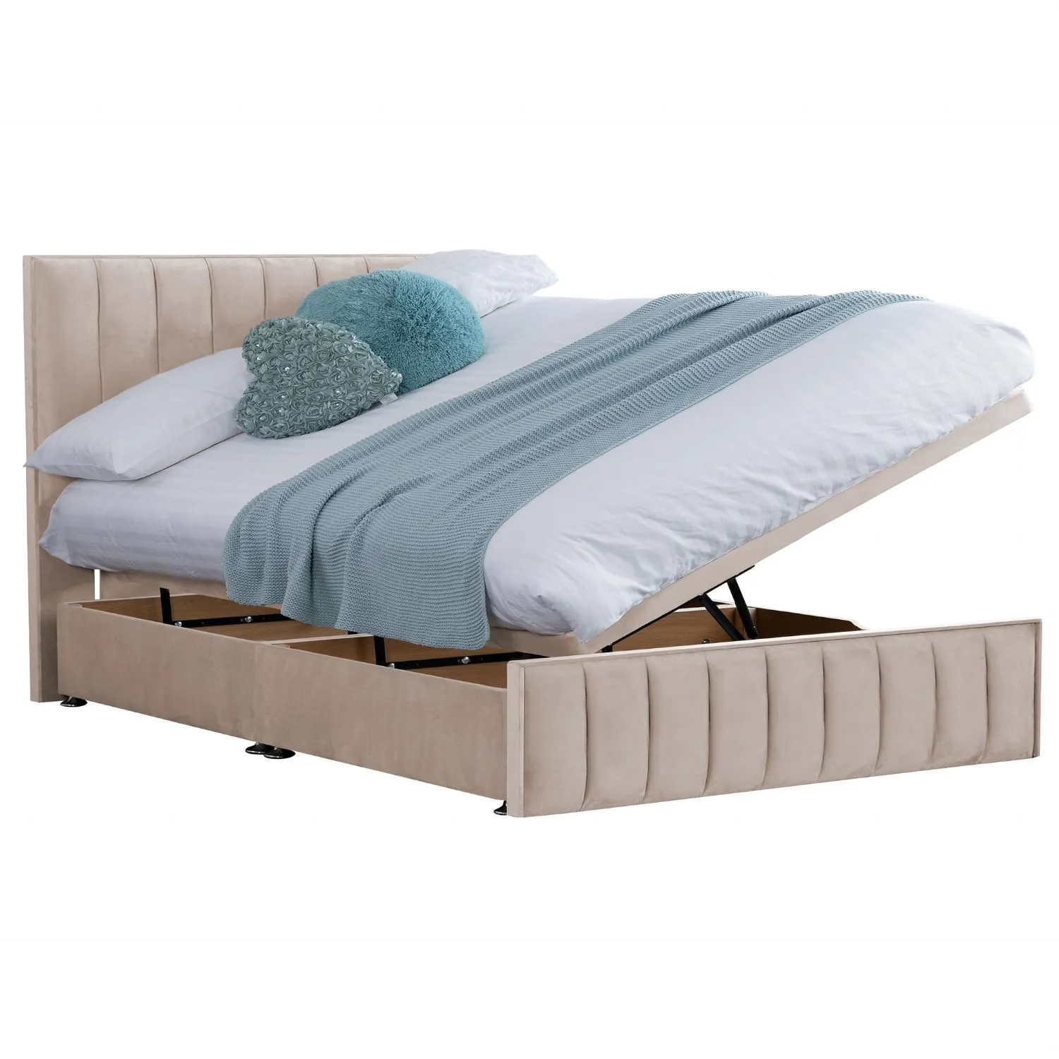 Oyster Harmony Hybrid Super King Size Fabric Bed