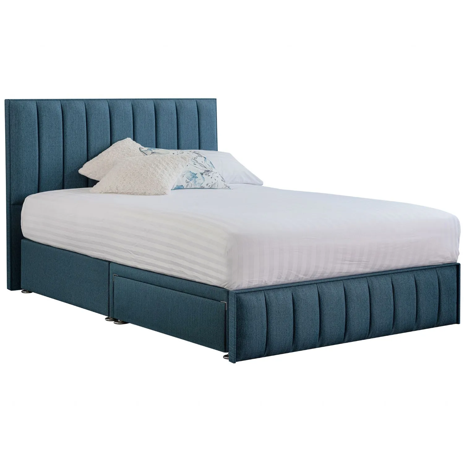 Deep Blue Harmony Hybrid Super King Size Fabric Bed