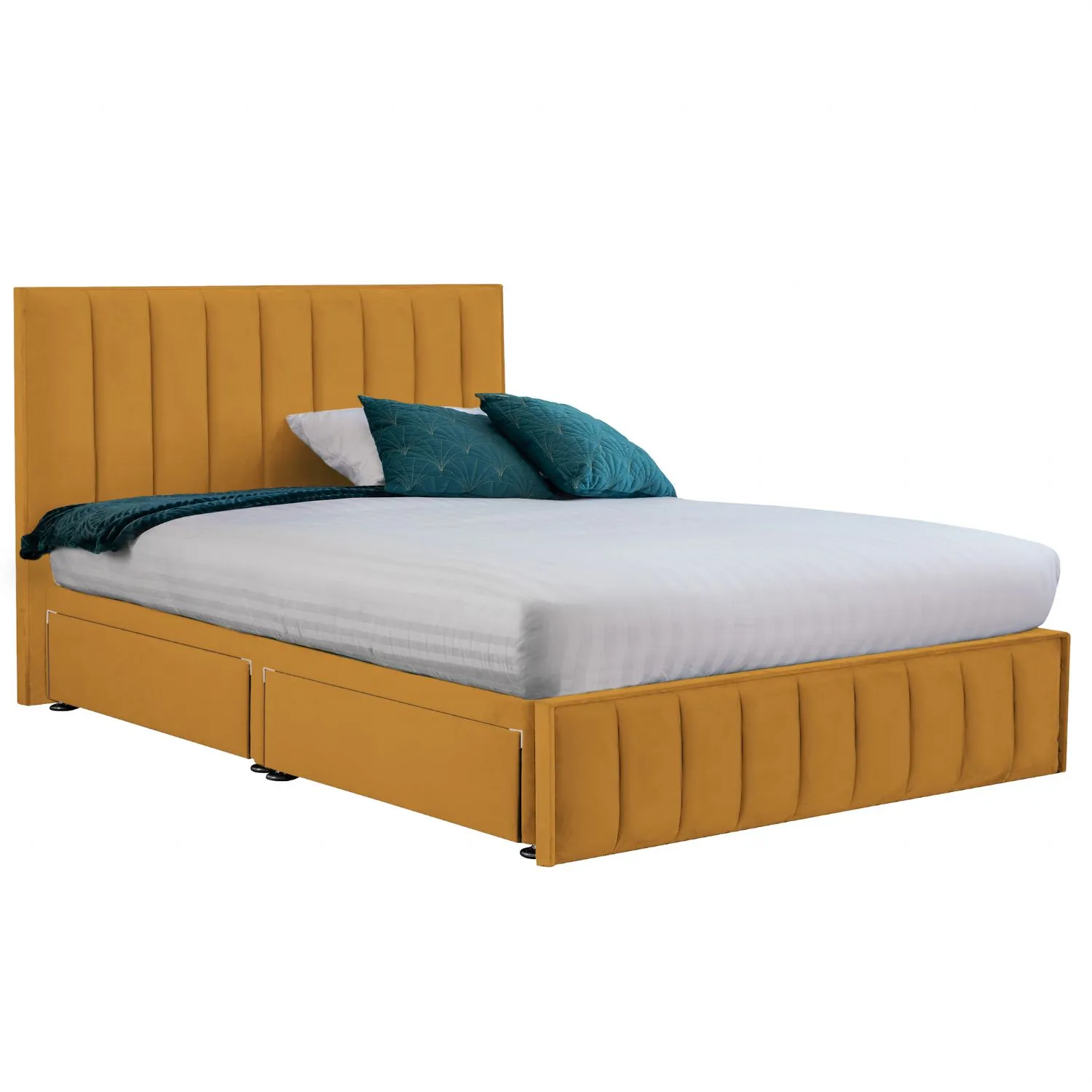 Mustard Harmony Hybrid Super King Size Fabric Bed