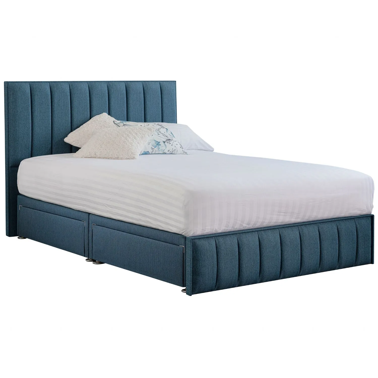 Deep Blue Harmony Hybrid Super King Size Fabric Bed