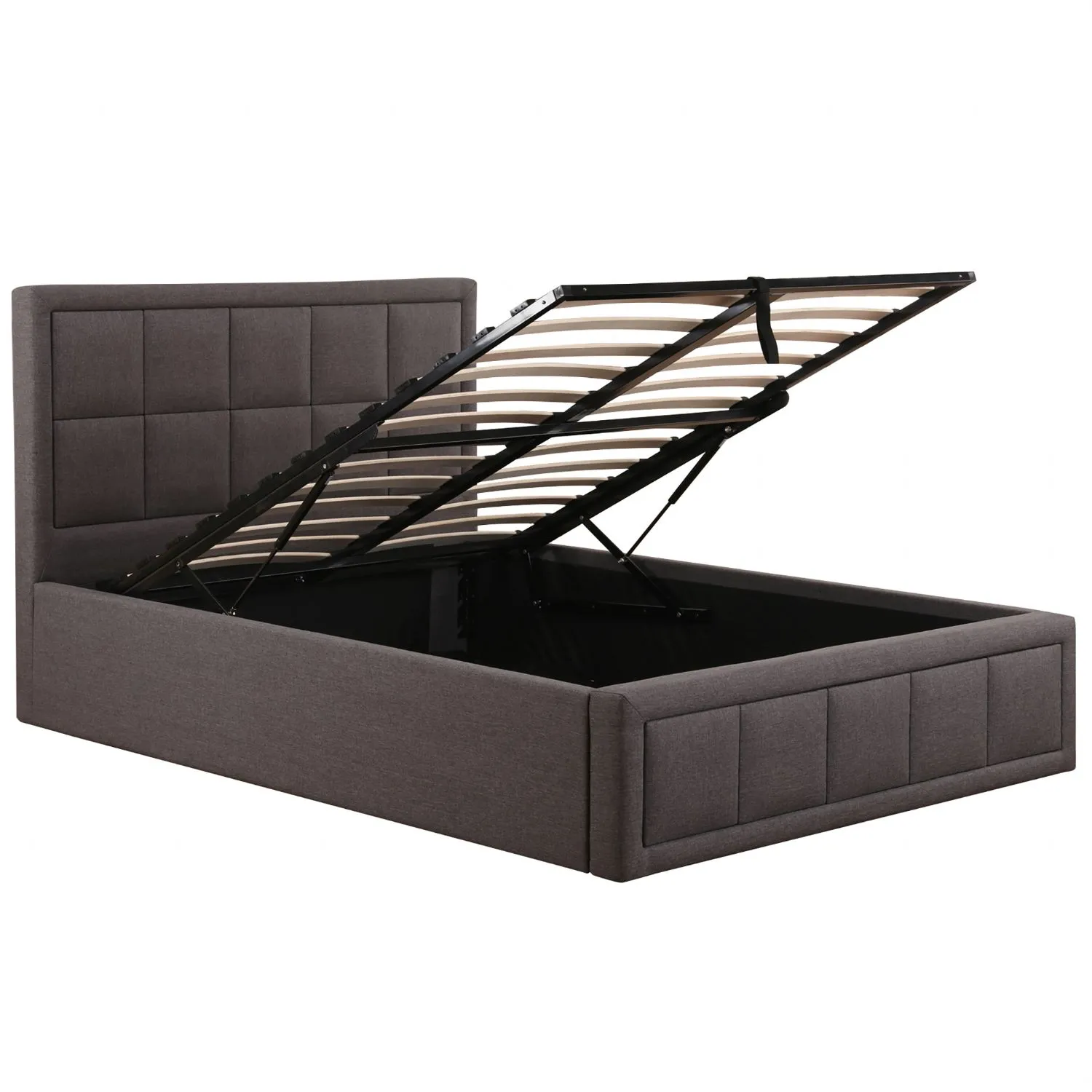 Grey Sia Fabric Small Double Ottoman Bed