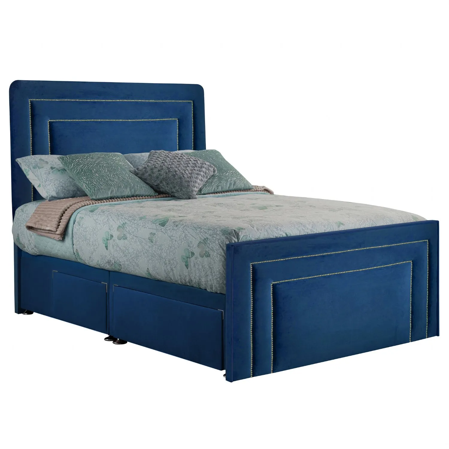 Royal Blue Style Brogan Small Double Fabric Bed