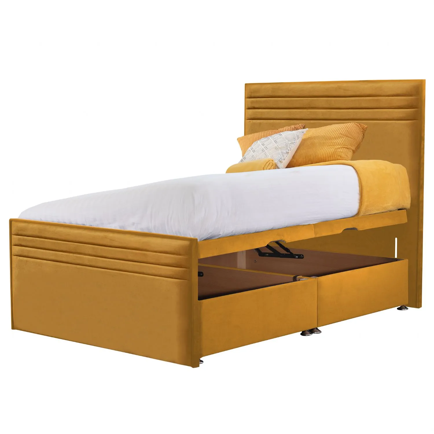 Mustard Style Chic Hybrid Double Fabric Bed