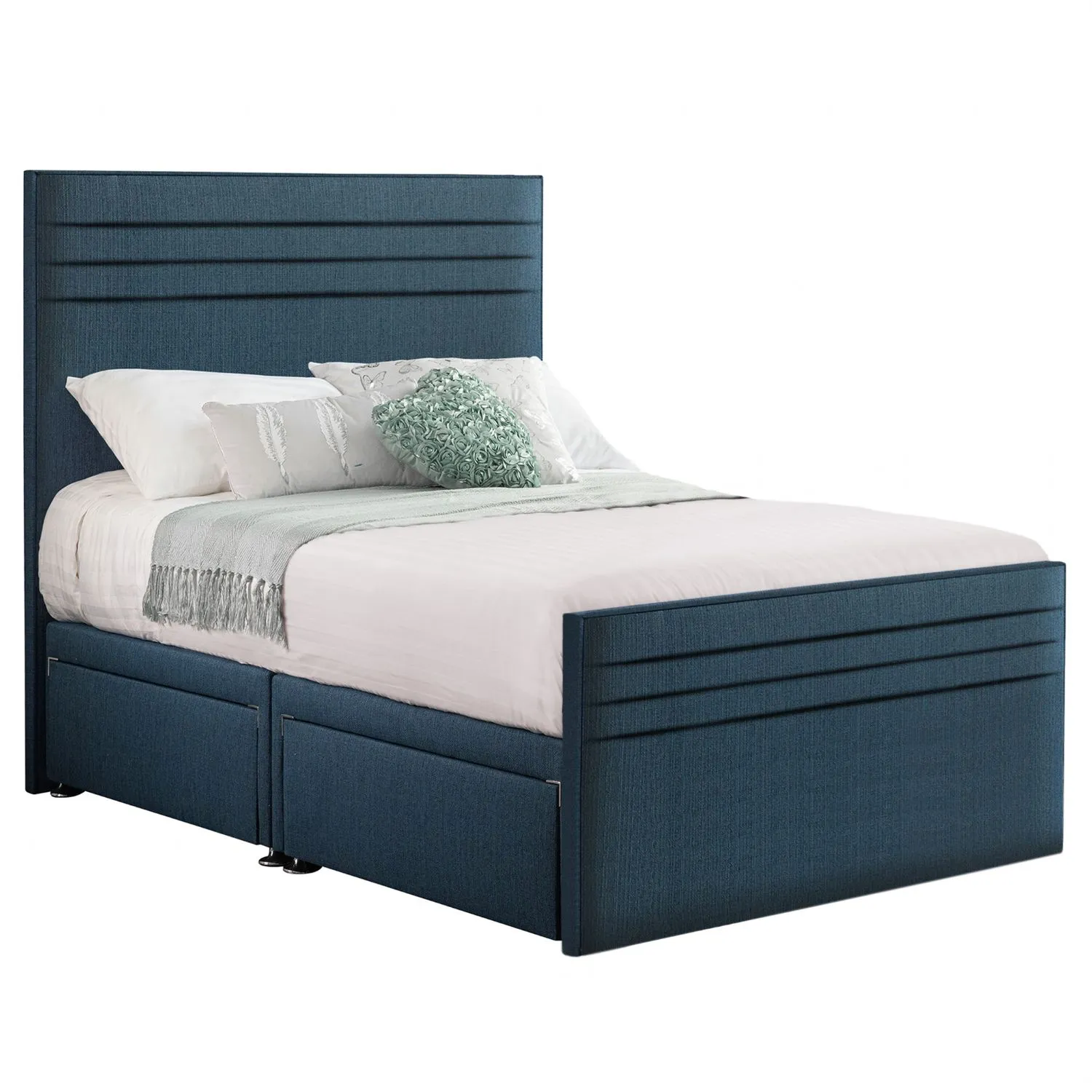 Deep Blue Style Chic Hybrid Double Fabric Bed