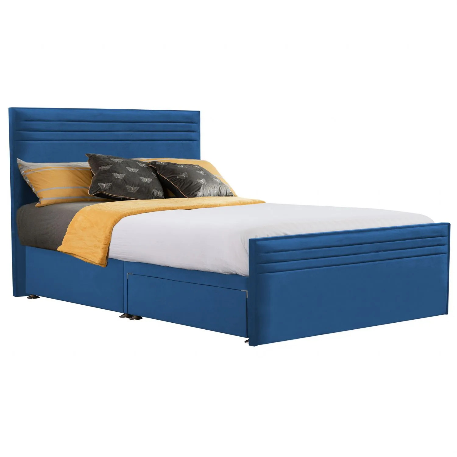 Royal Blue Style Chic Hybrid Super King Size Fabric Bed