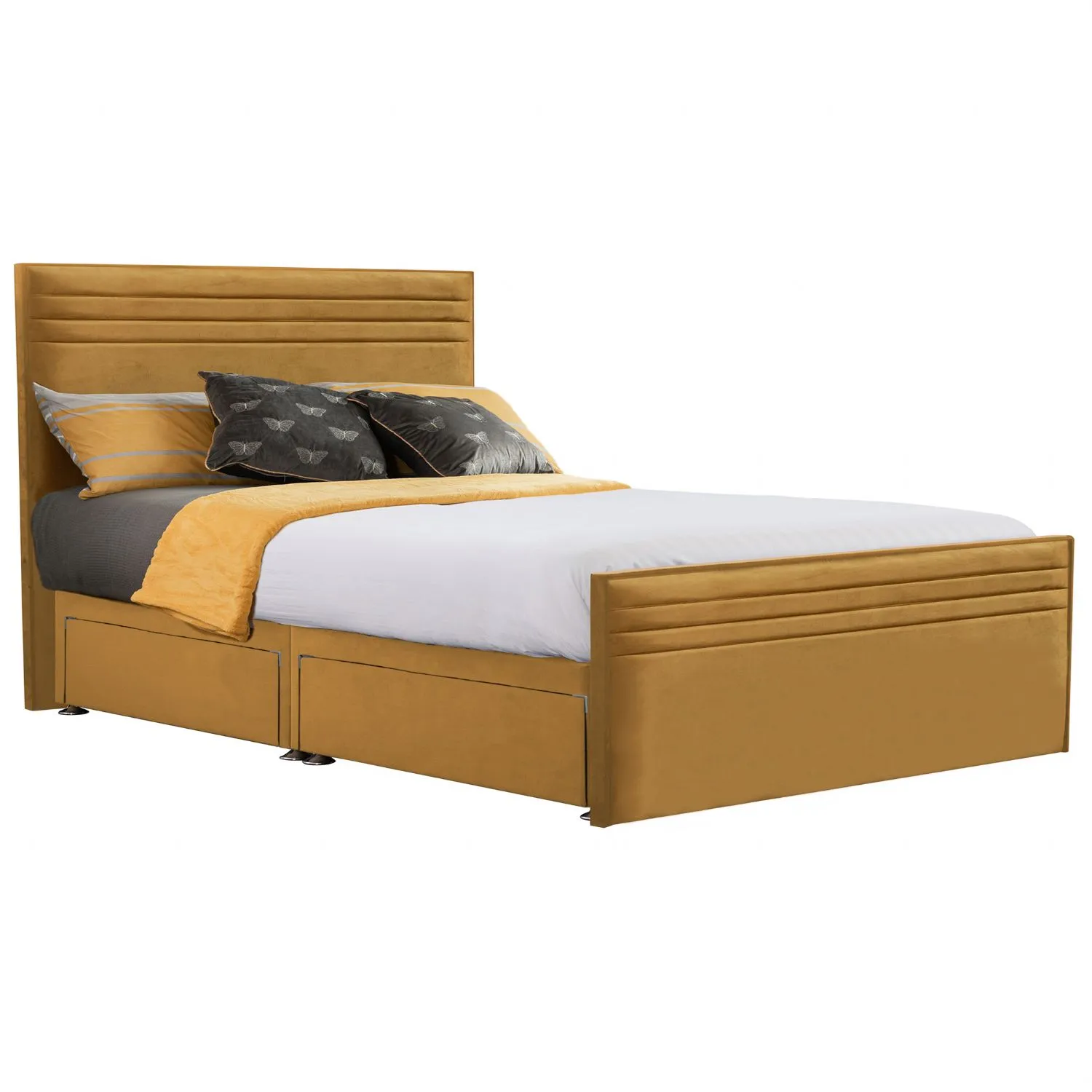 Mustard Style Chic Hybrid Super King Size Fabric Bed