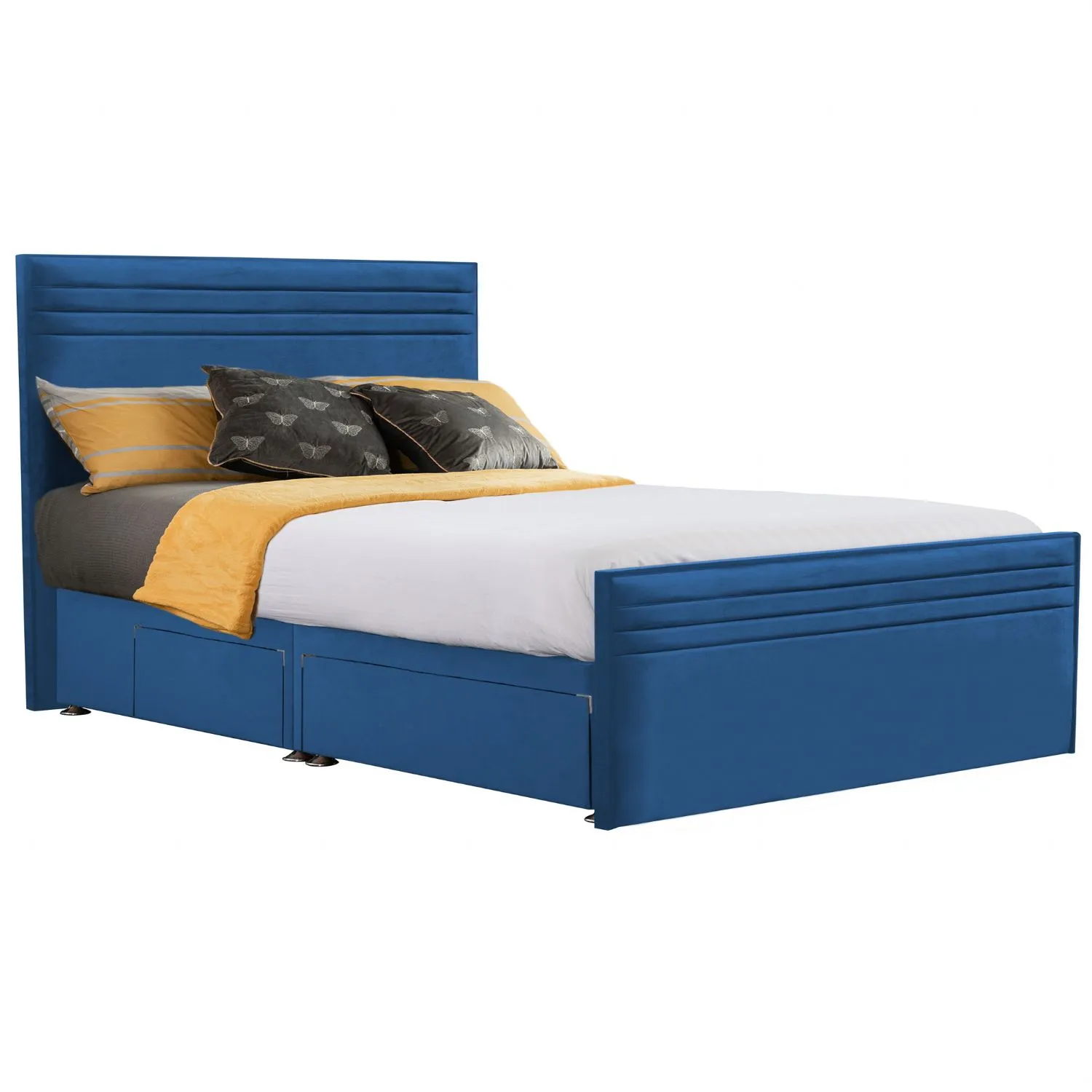 Royal Blue Style Chic Hybrid Super King Size Fabric Bed