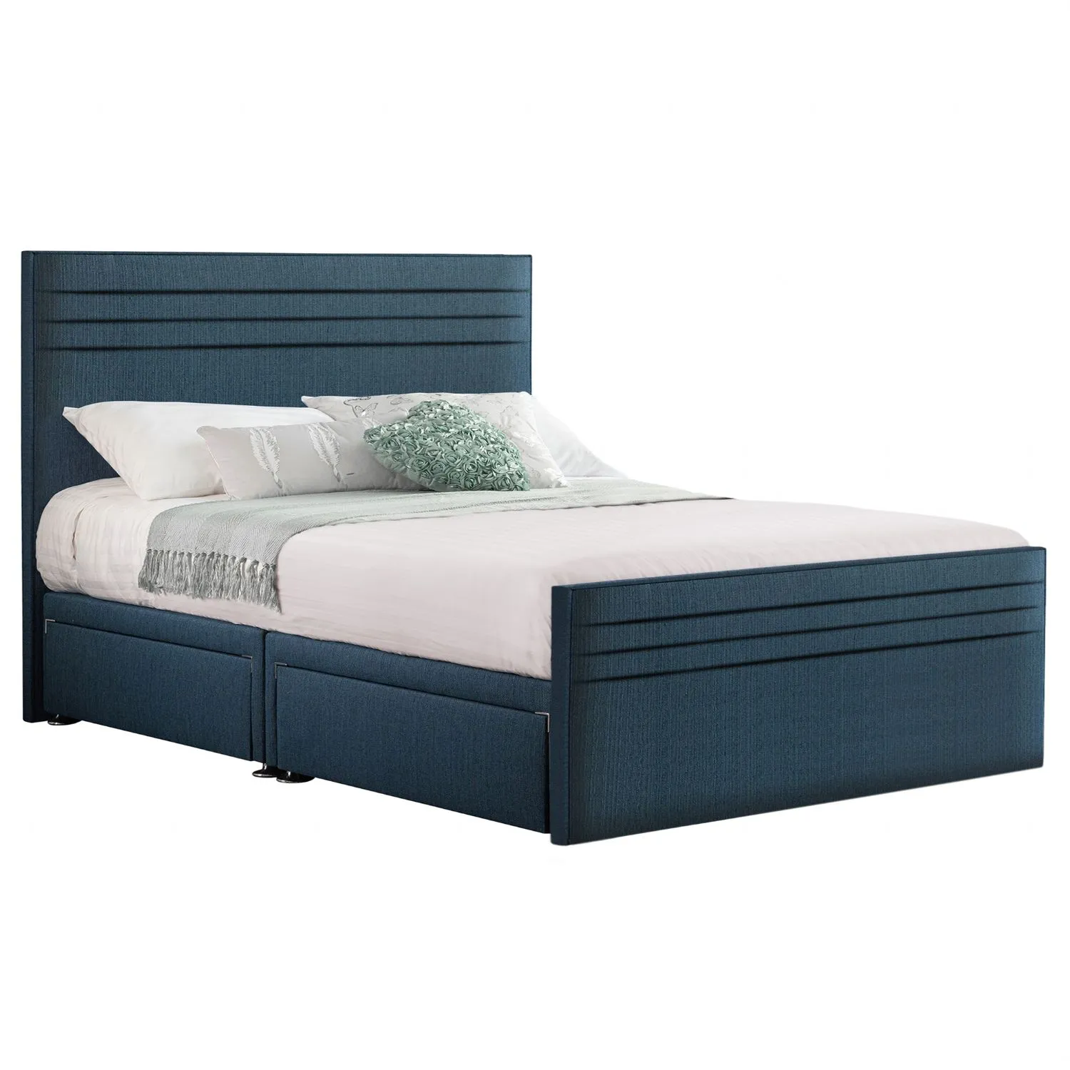 Deep Blue Style Chic Hybrid Super King Size Fabric Bed