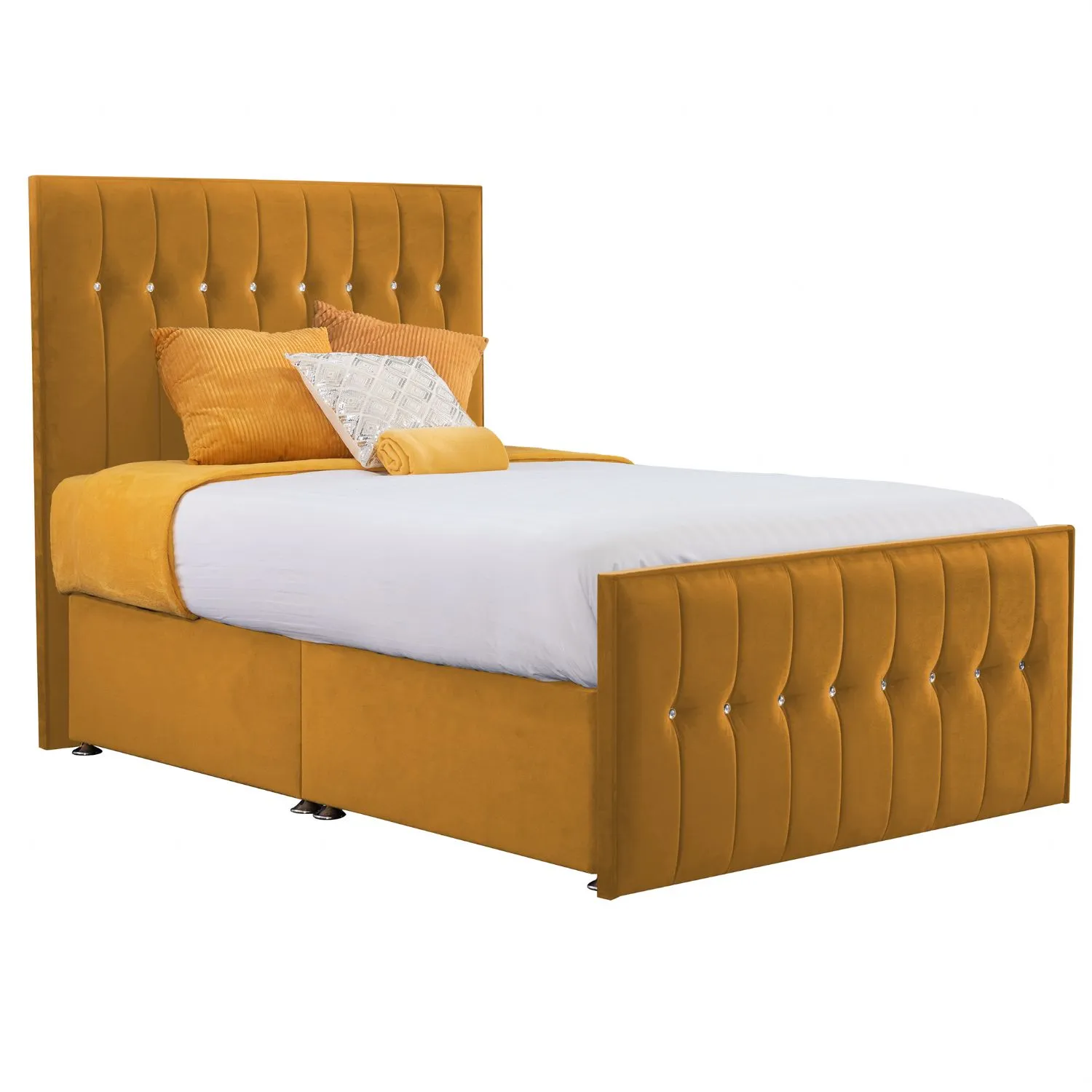 Mustard Style Sparkle Hybrid Small Double Fabric Bed