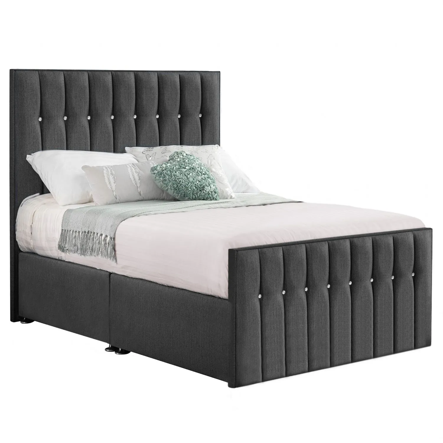 Grey Style Sparkle Hybrid Small Double Fabric Bed