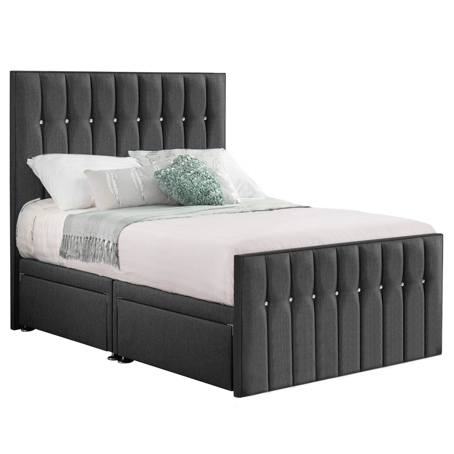 Grey Style Sparkle Hybrid Small Double Fabric Bed