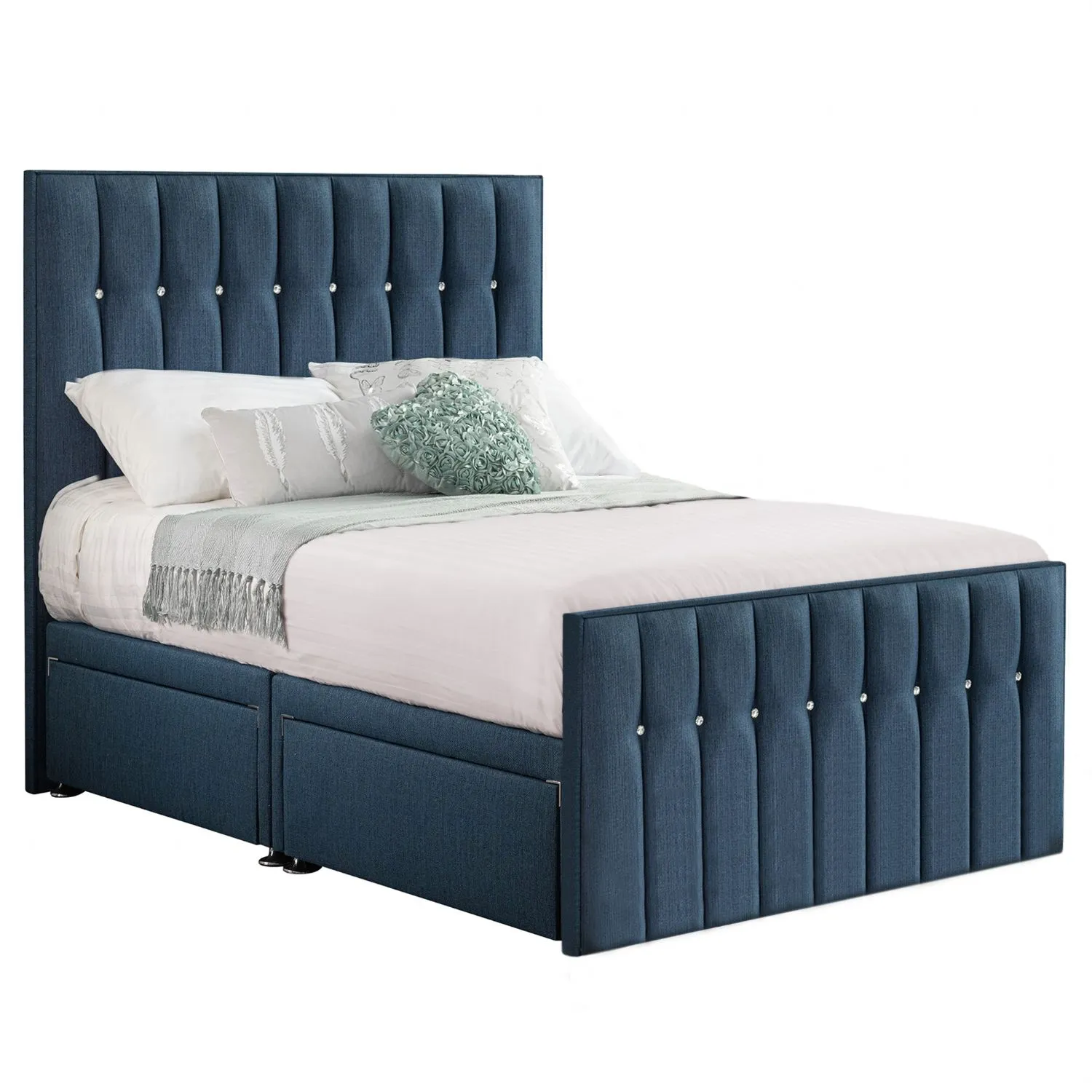 Deep Blue Style Sparkle Hybrid Small Double Fabric Bed