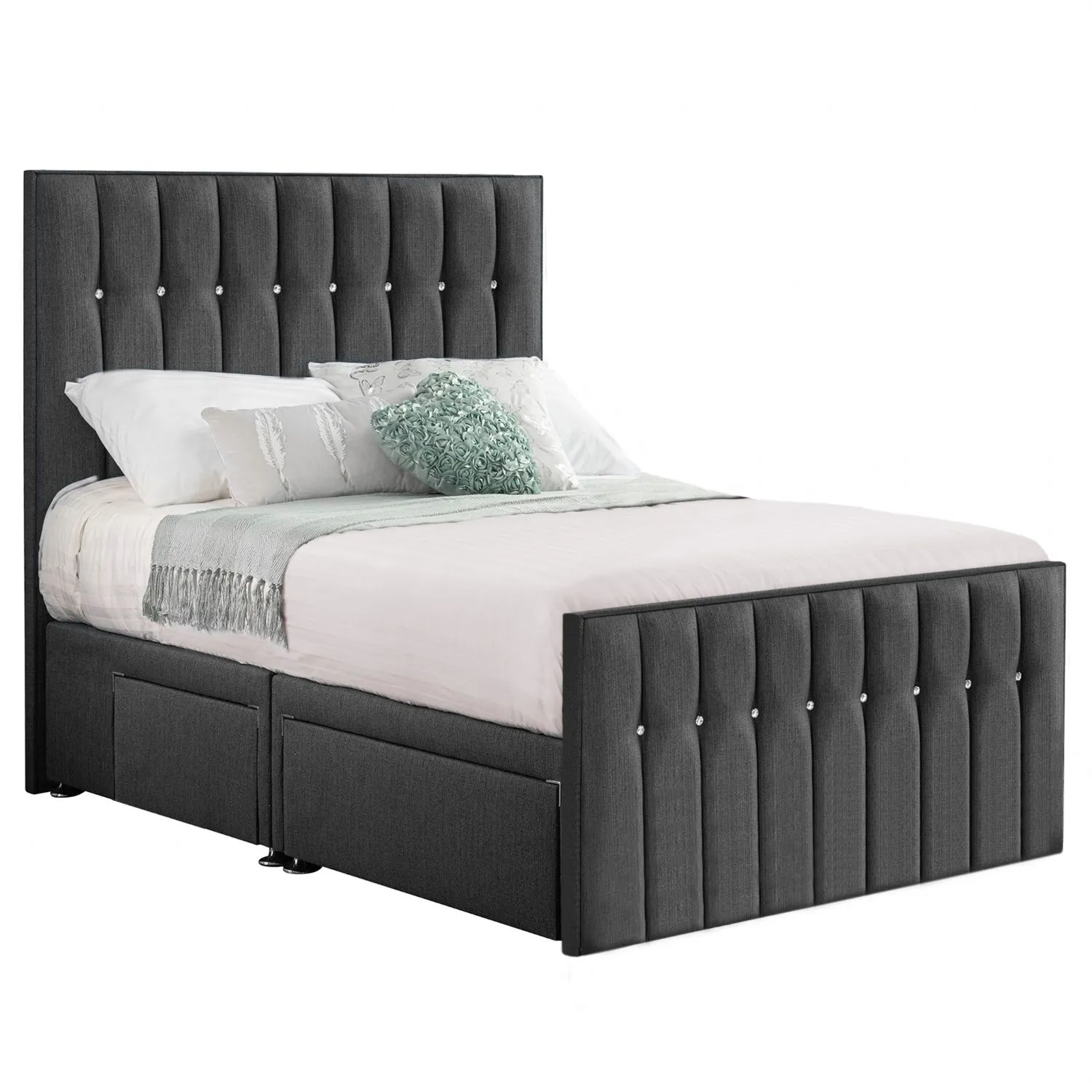 Grey Style Sparkle Hybrid Small Double Fabric Bed