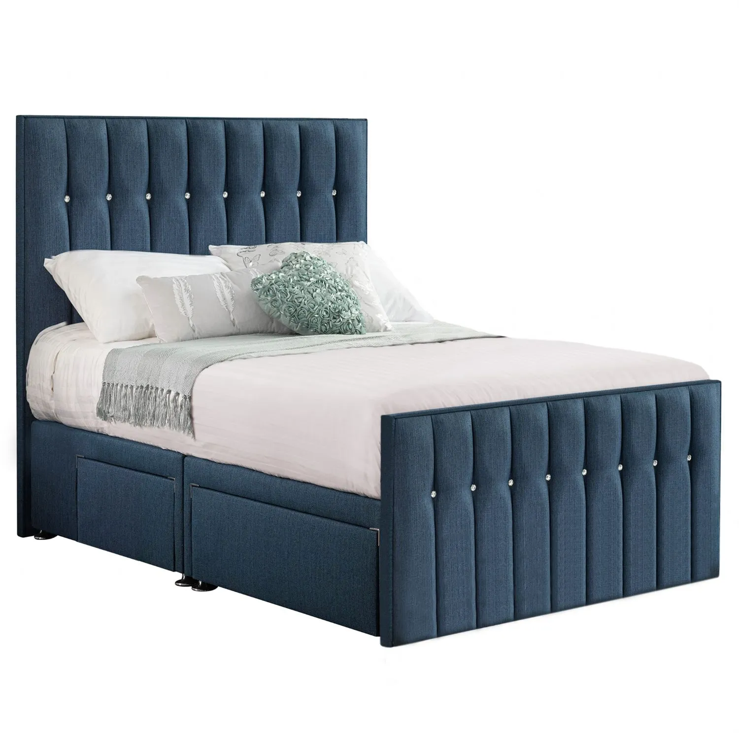 Deep Blue Style Sparkle Hybrid Small Double Fabric Bed