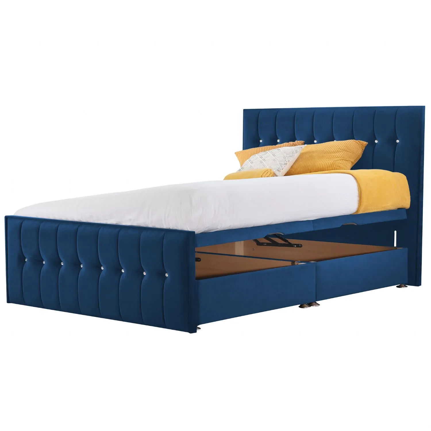 Royal Blue Style Sparkle Hybrid Super King Size Fabric Bed