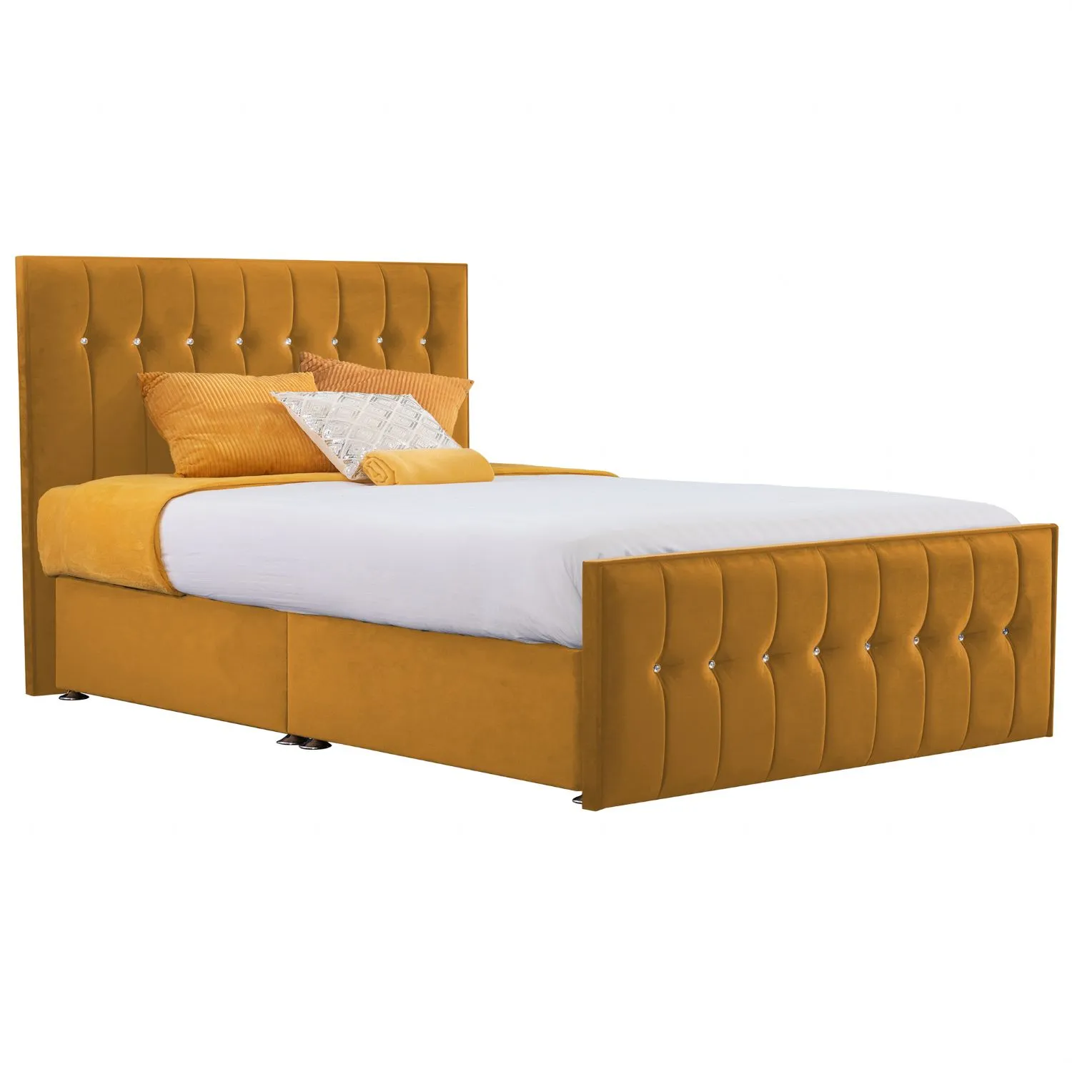 Mustard Style Sparkle Hybrid Super King Size Fabric Bed