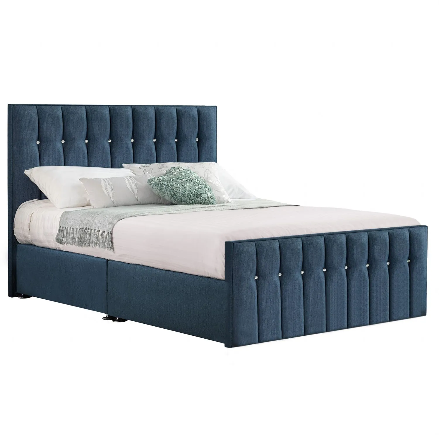 Deep Blue Style Sparkle Hybrid Super King Size Fabric Bed