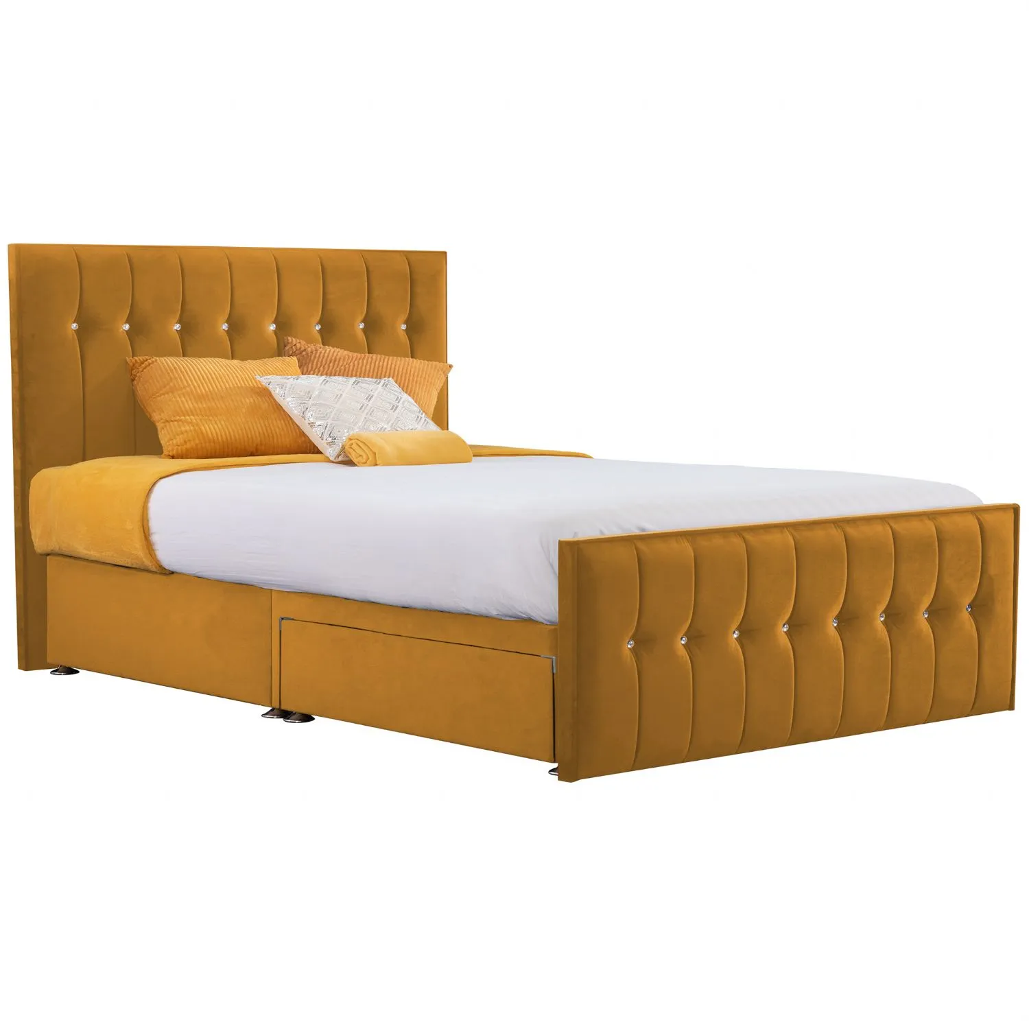 Mustard Style Sparkle Hybrid Super King Size Fabric Bed