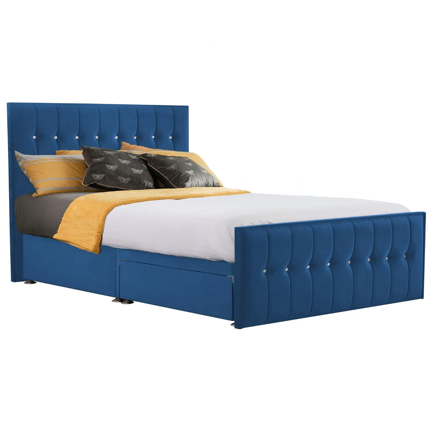 Royal Blue Style Sparkle Hybrid Super King Size Fabric Bed