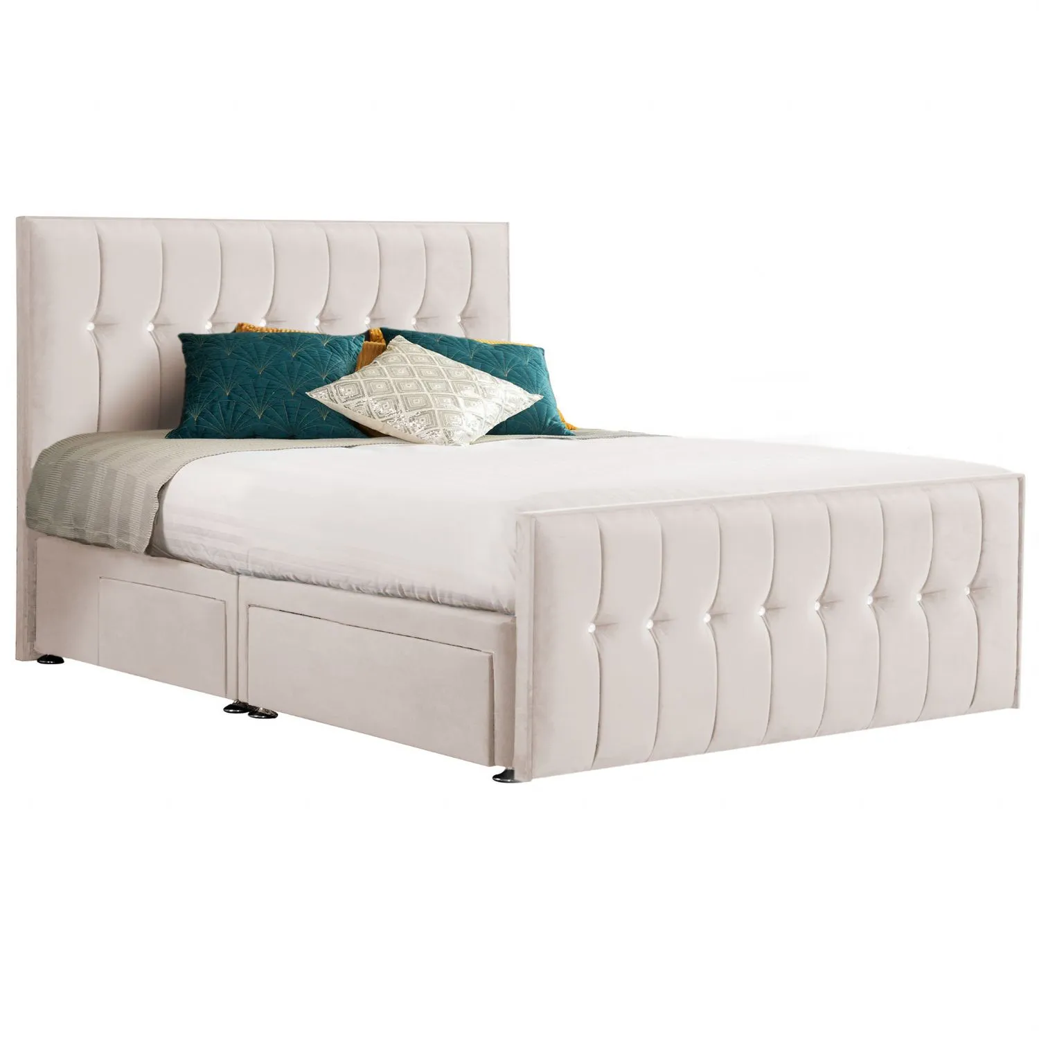 Oyster Style Sparkle Hybrid Super King Size Fabric Bed