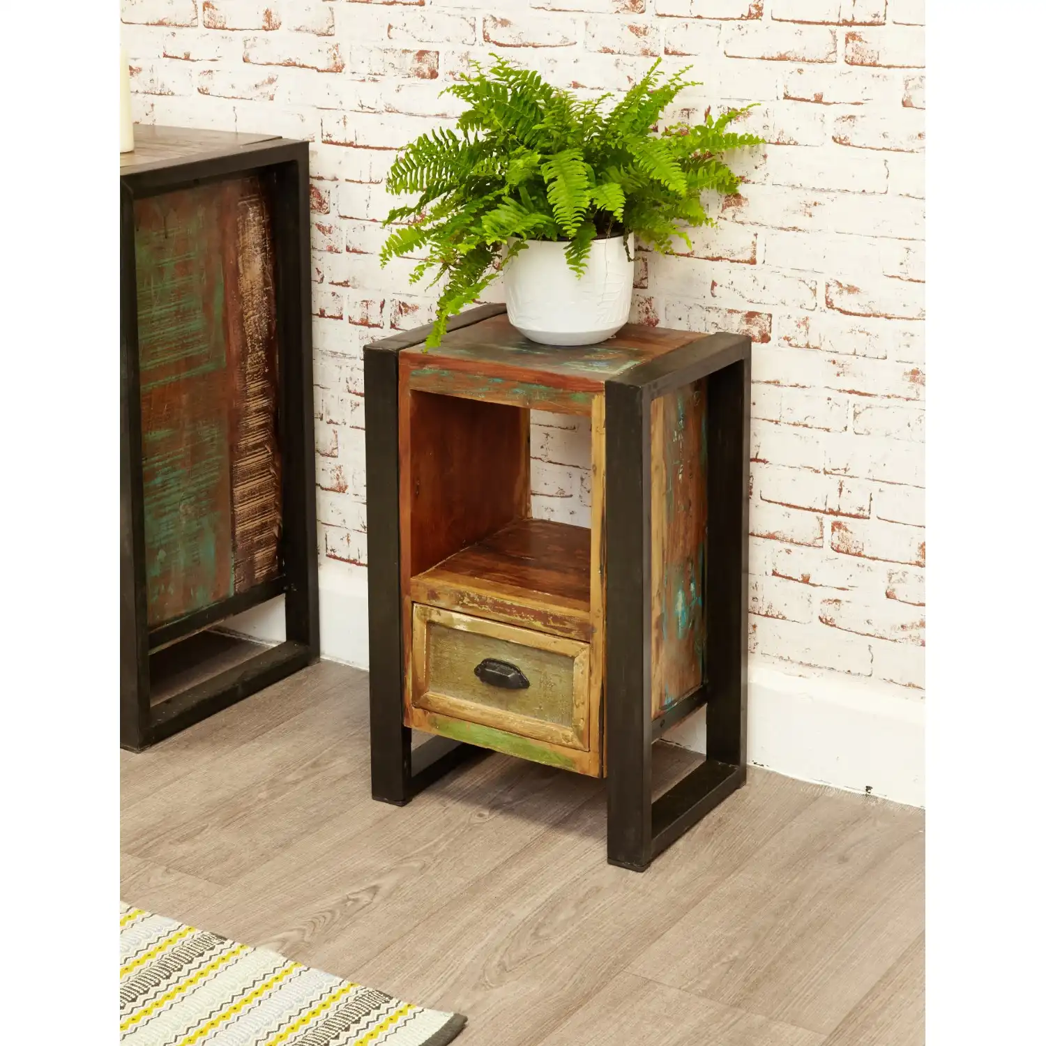 Rustic Recycled Painted Wood Lamp Table