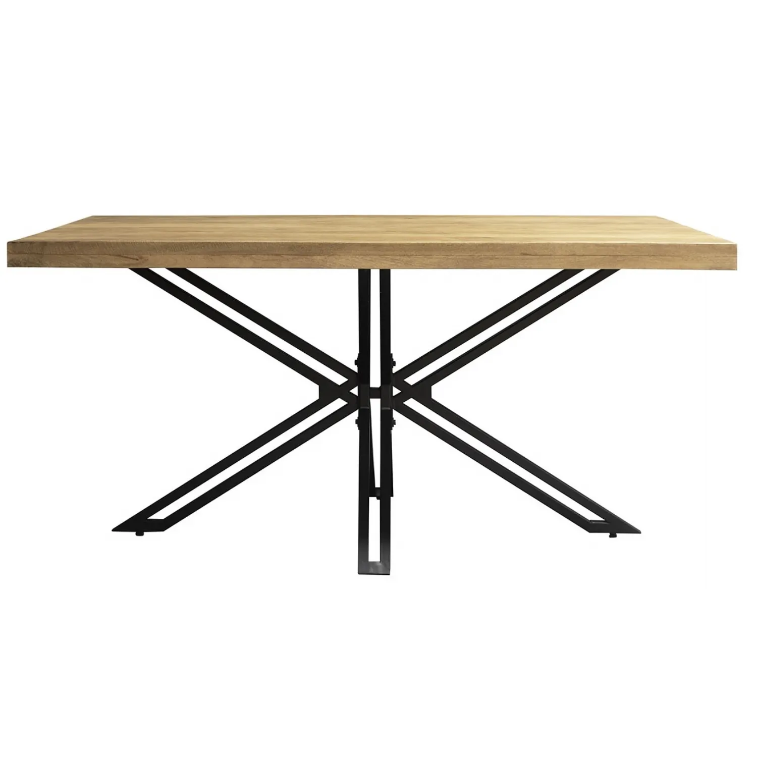 Mango Wood 160cm Dining Table with Black Metal Spider Legs