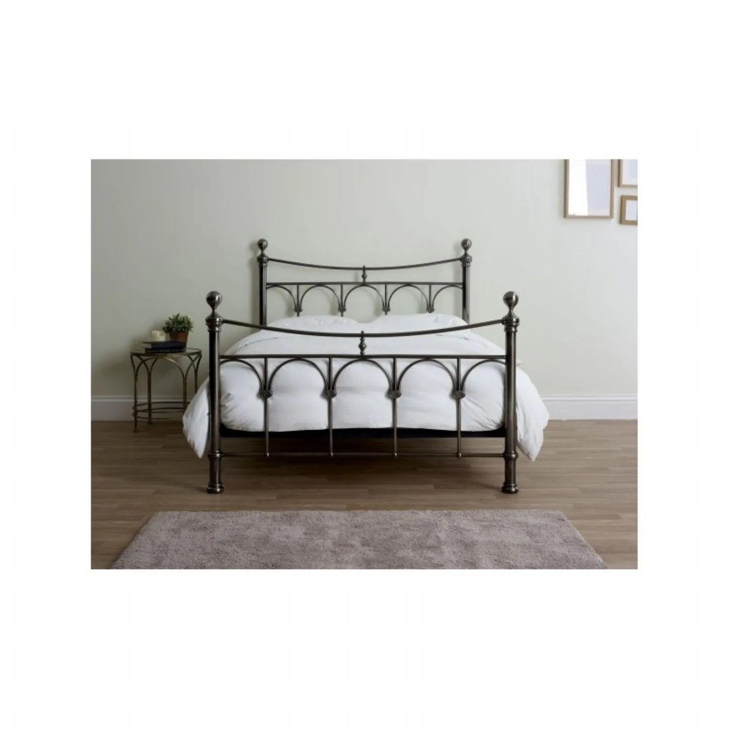 Antique Nickel Metal 6ft High End Bed