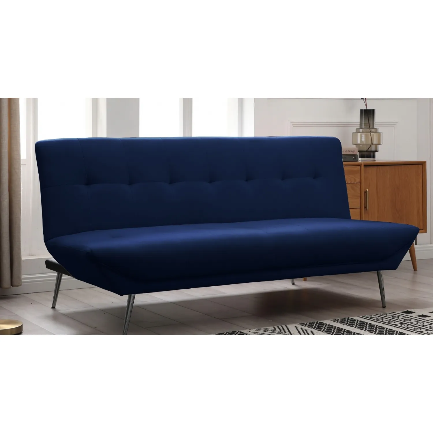 Blue Fabric 3 Seater Sofa Bed