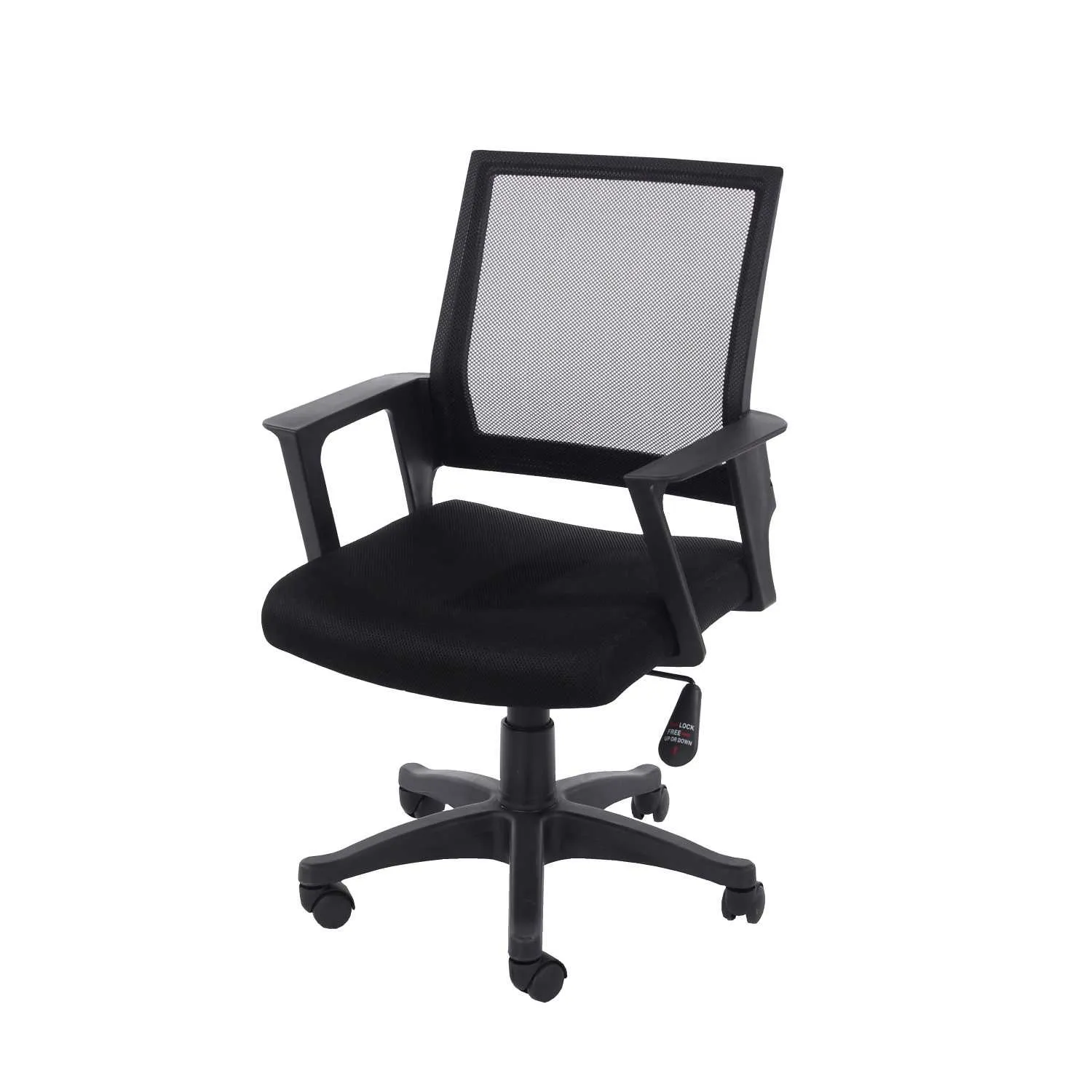 Loft Home Office Chair In Black Mesh Back And Black Fabric Seat And Black Base
