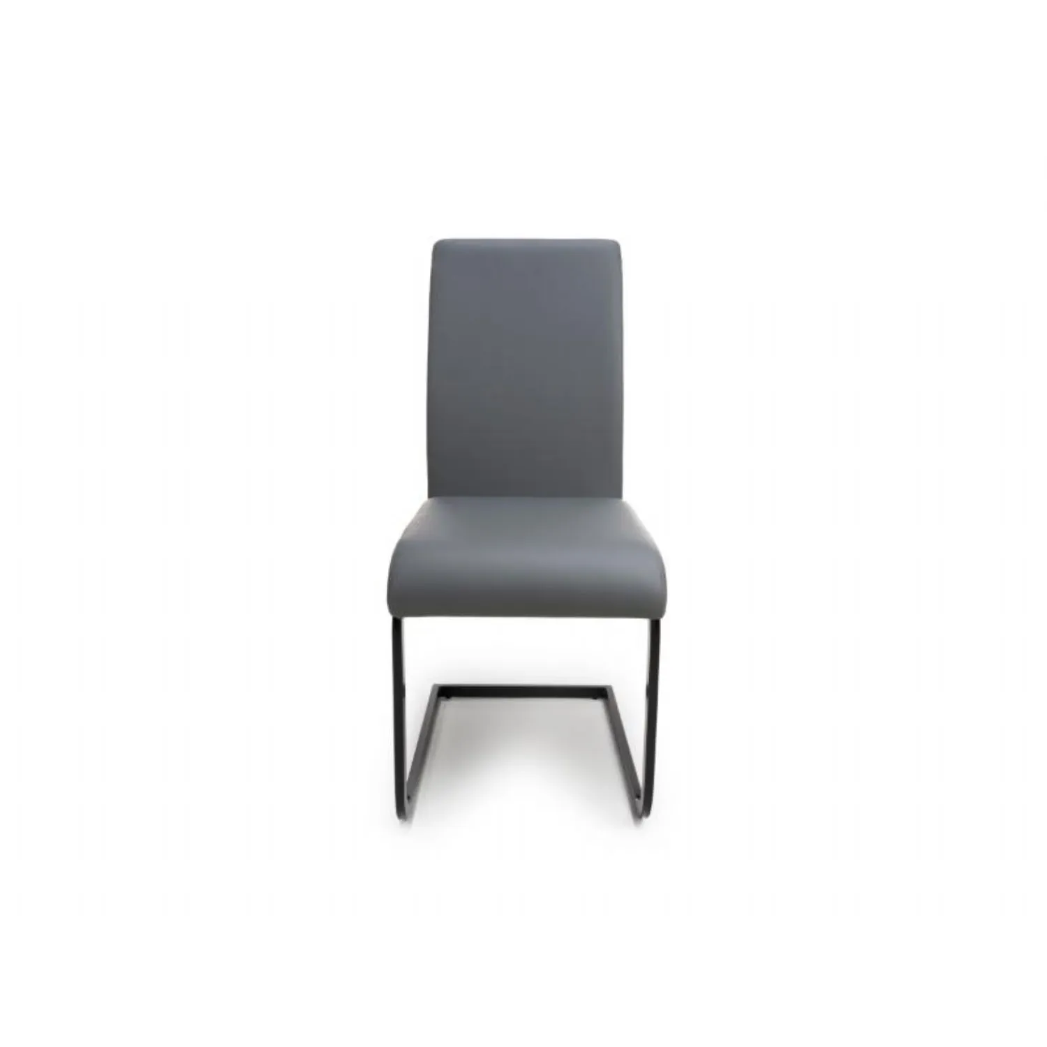 Grey Leather Dining Chair Black Metal Cantilever Legs