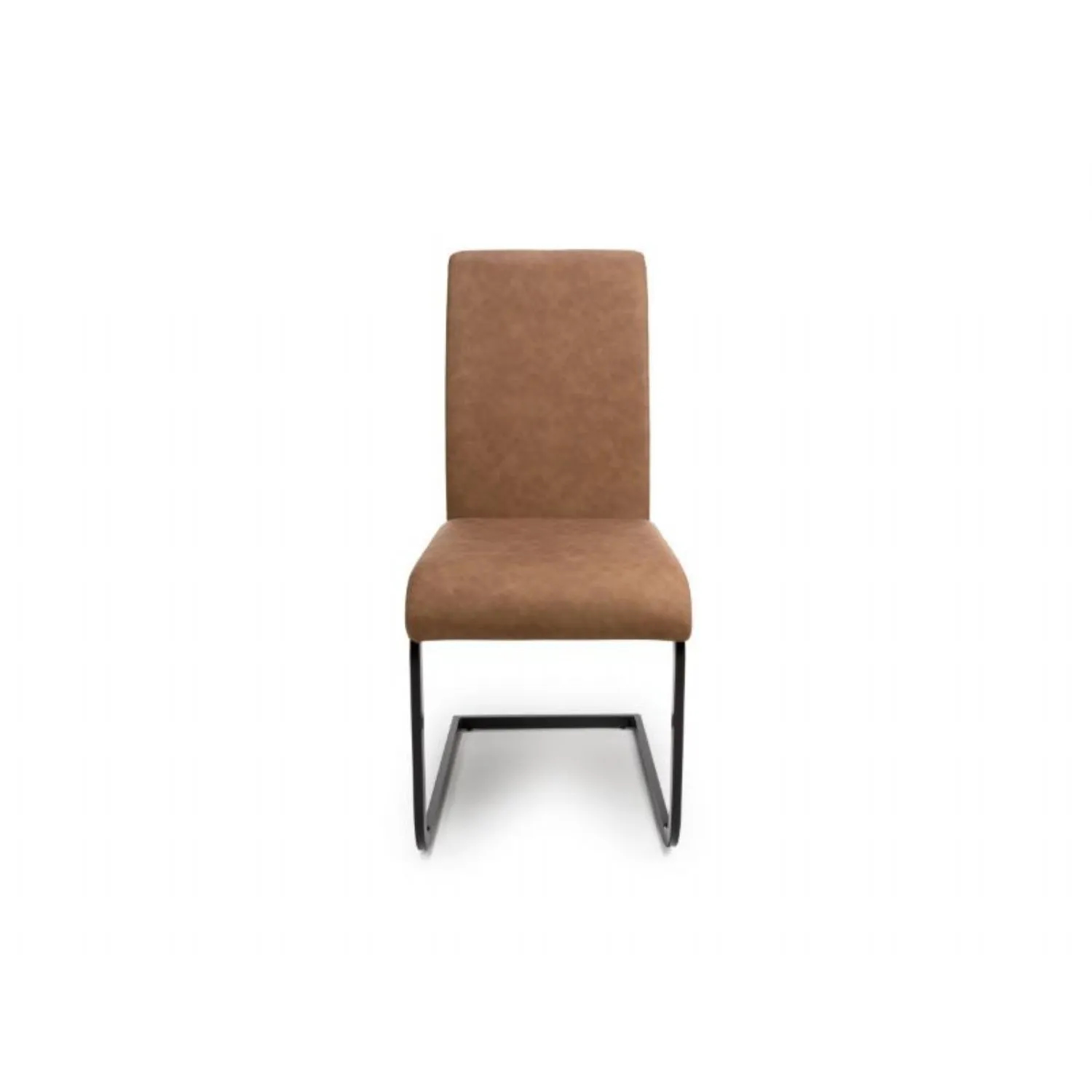 Tan Brown Leather Cantilever Dining Chair Black Metal Legs