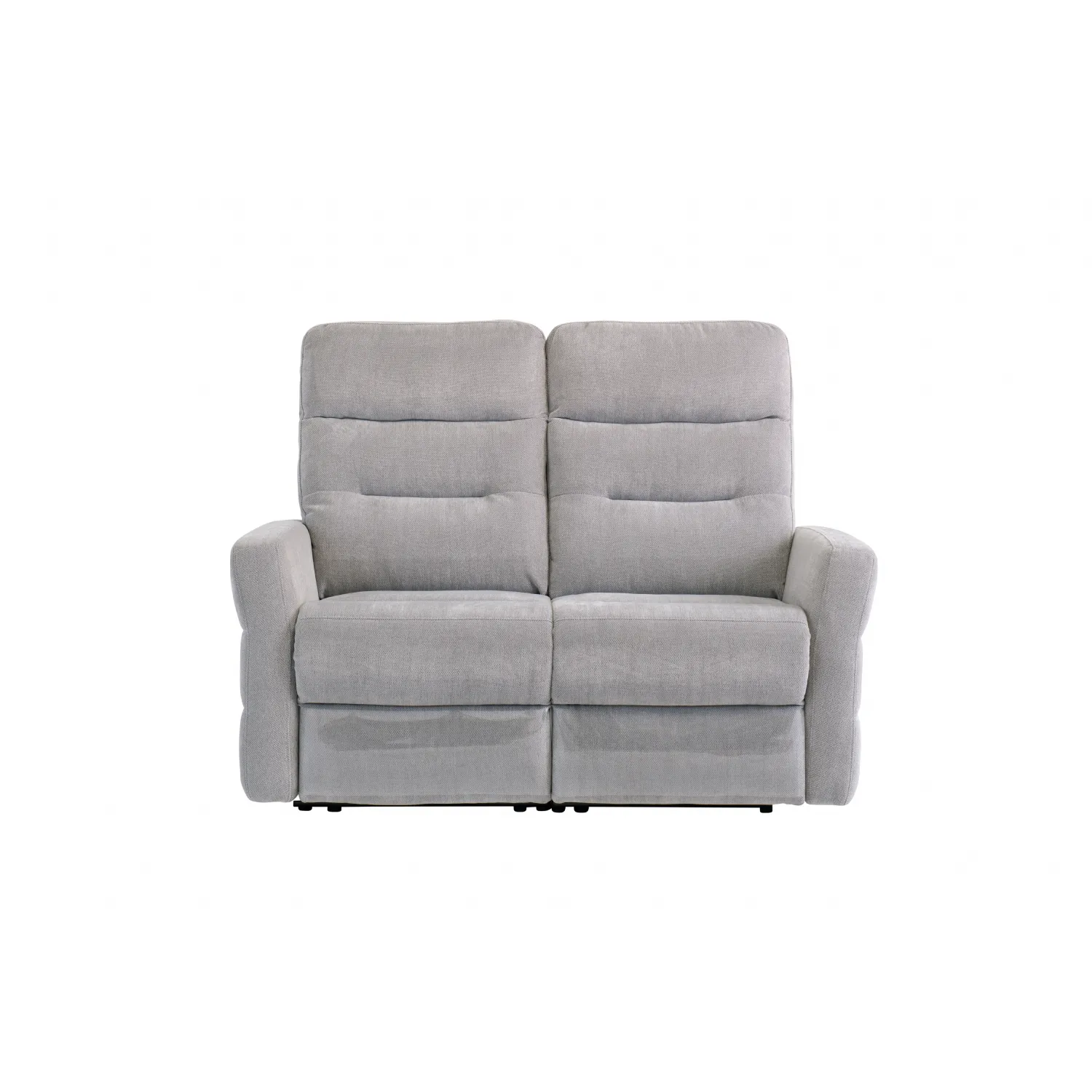 Silver Grey Herringbone Fabric Electric Recliner 2 Seat Sofa