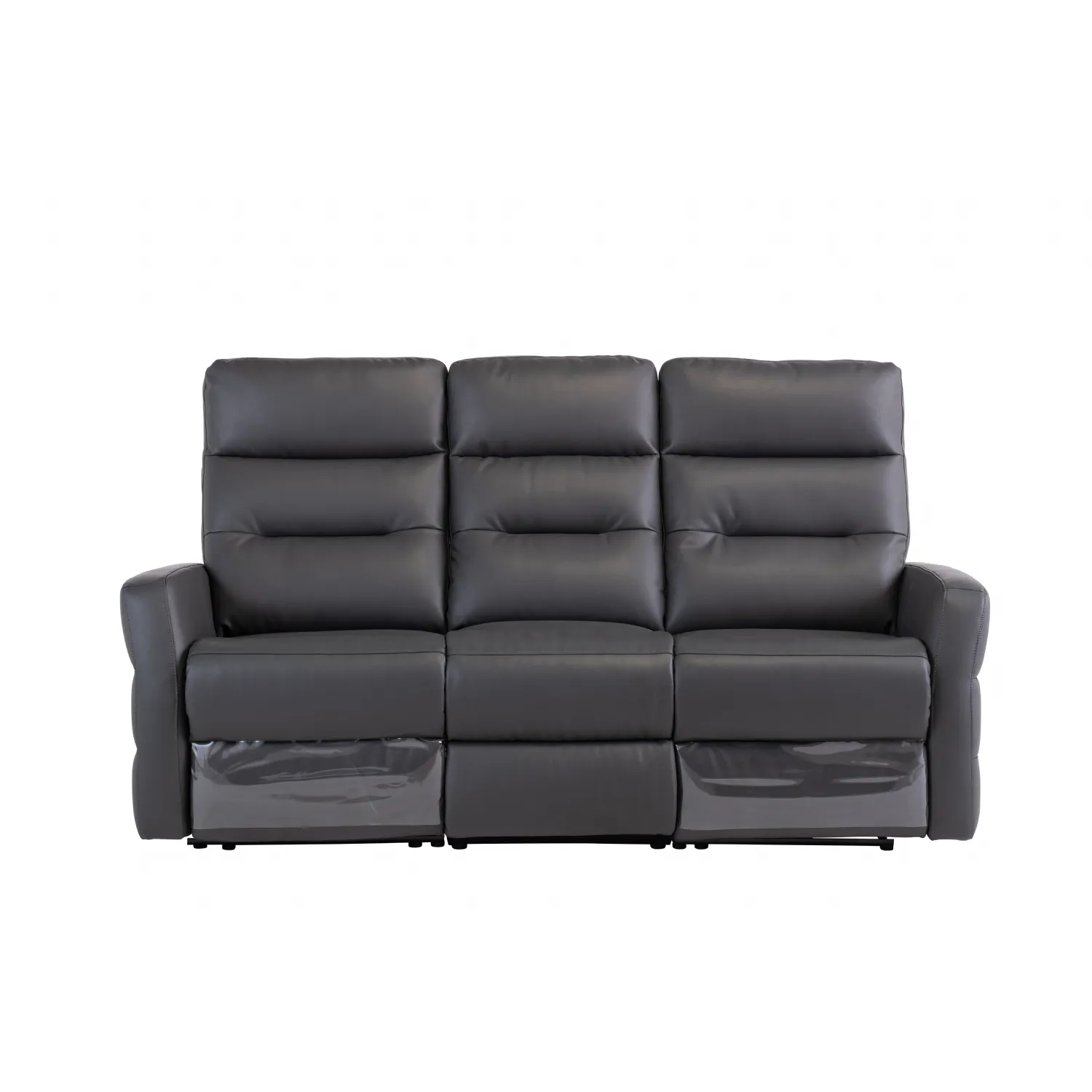 Charcoal Grey Leather Electric Recliner 3 Seat Sofa