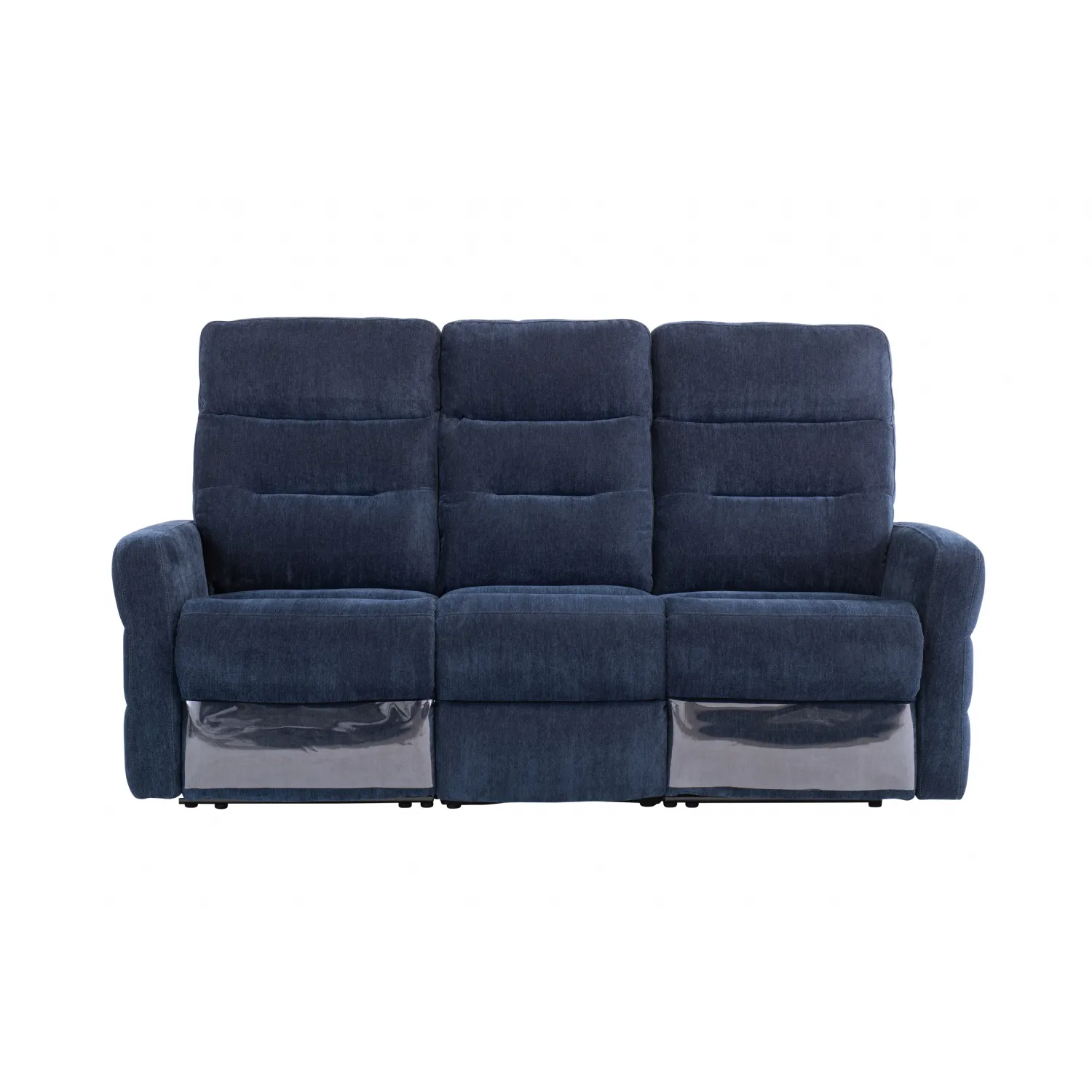 Navy Blue Herringbone Fabric Electric Recliner 2 Seat Sofa