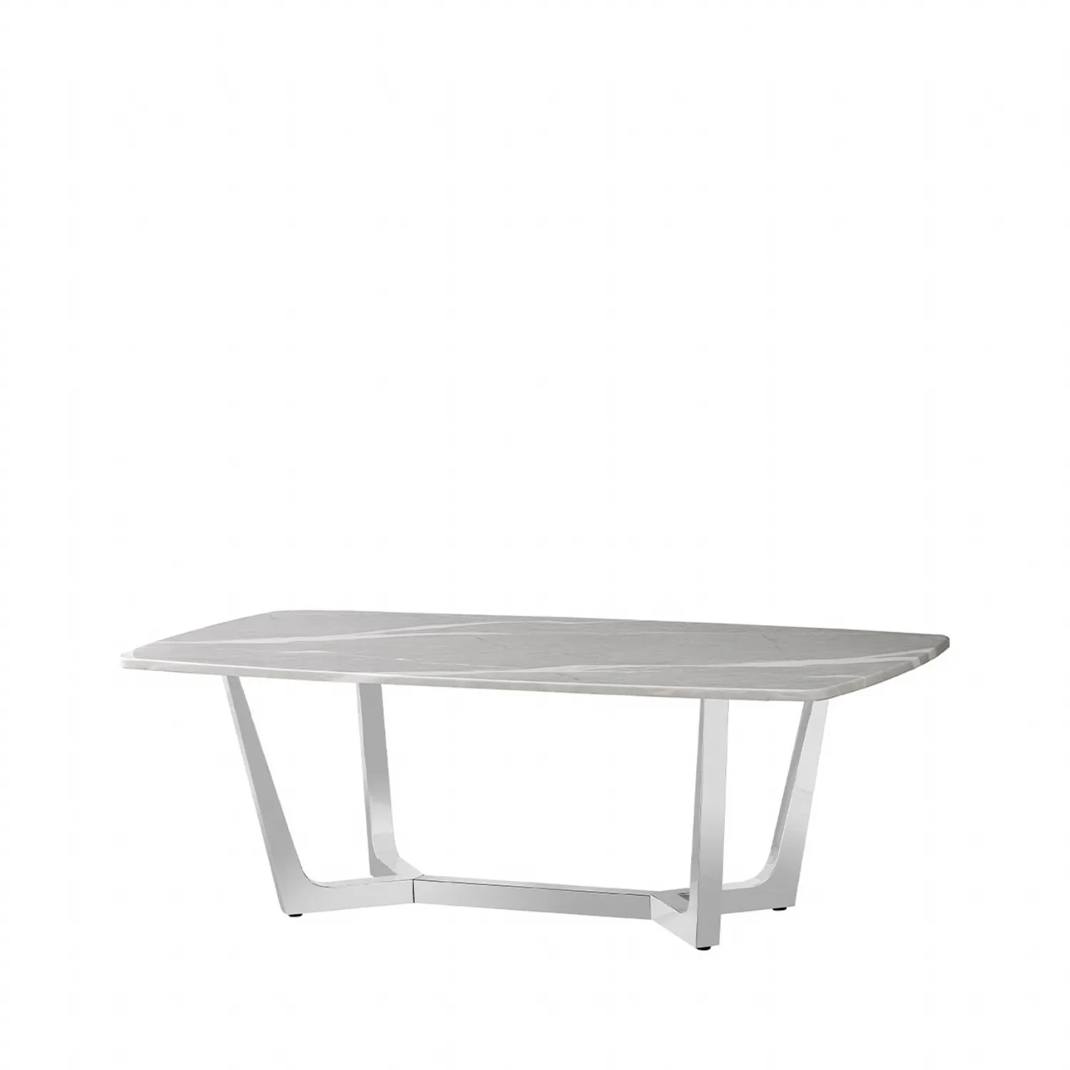 Meghan Chrome Metal With Grey Faux Marble Top Coffee Table