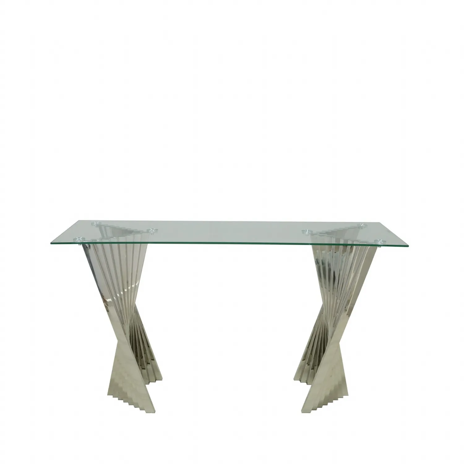 Lucille Stainless Steel Console Table With Clear Glass