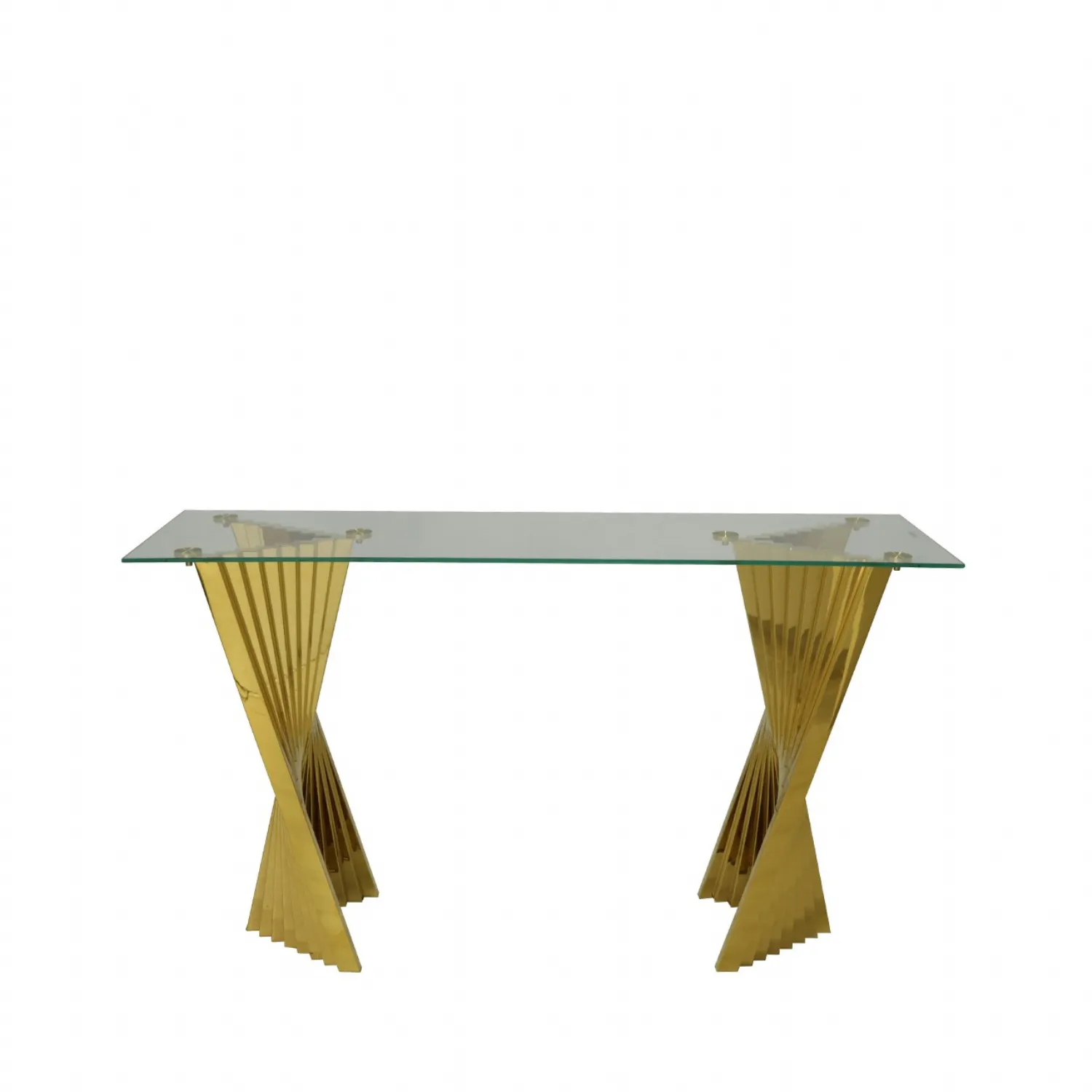 Lucille Gold Metal Console Table With Clear Glass