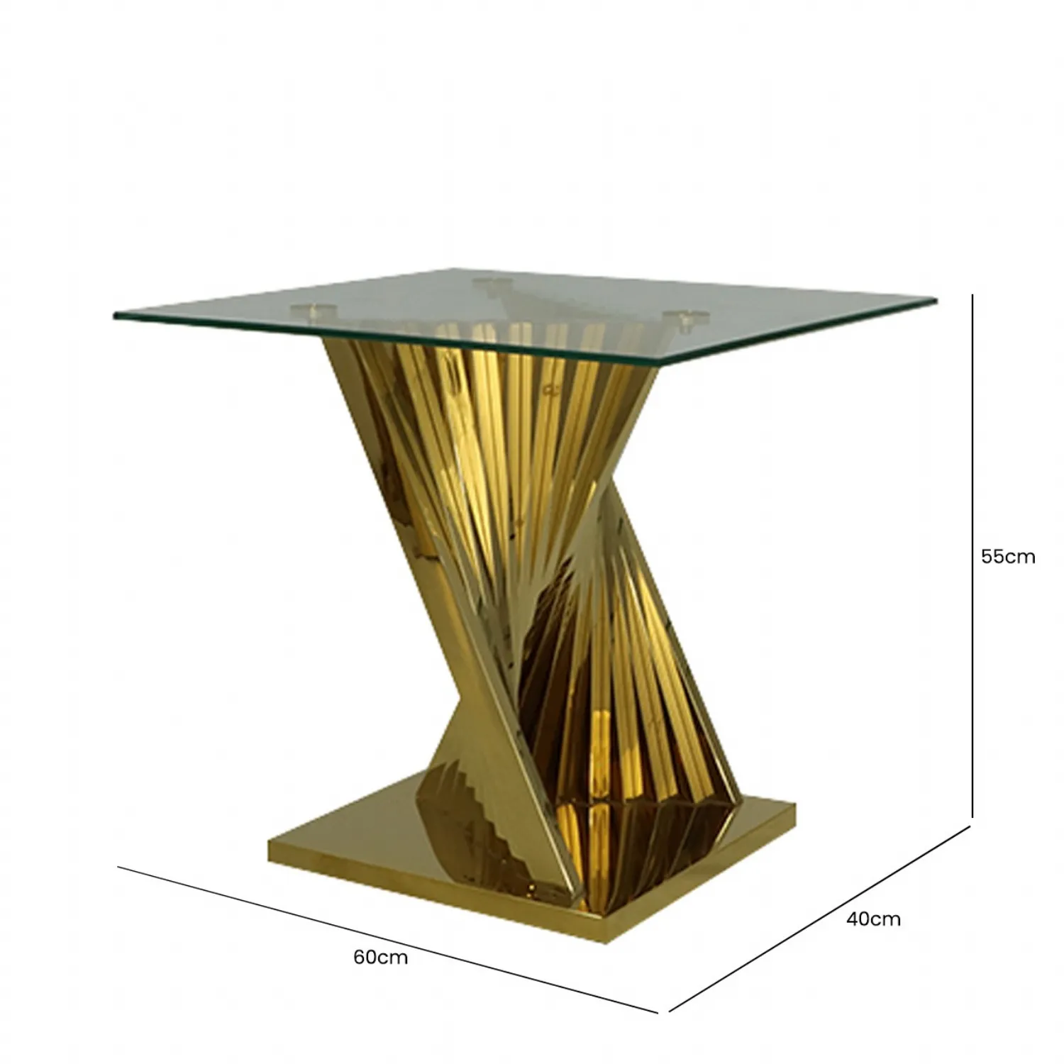 Lucille Gold Metal End Table With Clear