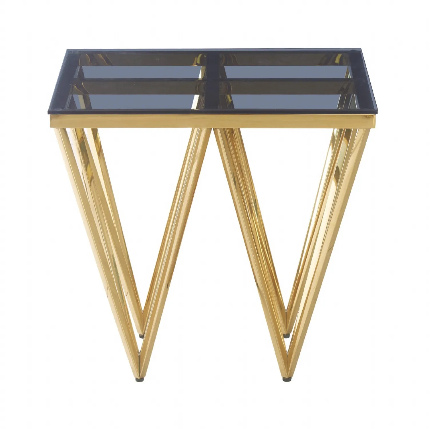 Gold Metal With Smoke Glass End Table