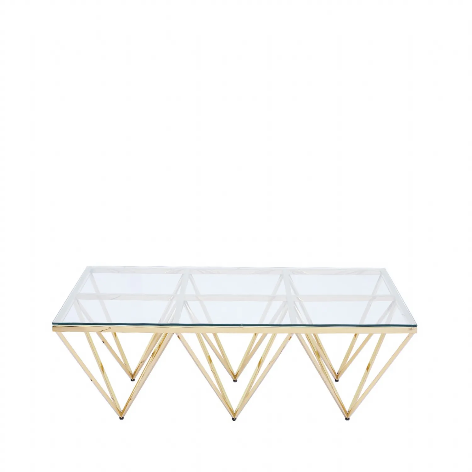 Gold Metal Coffee Table With Glass Top